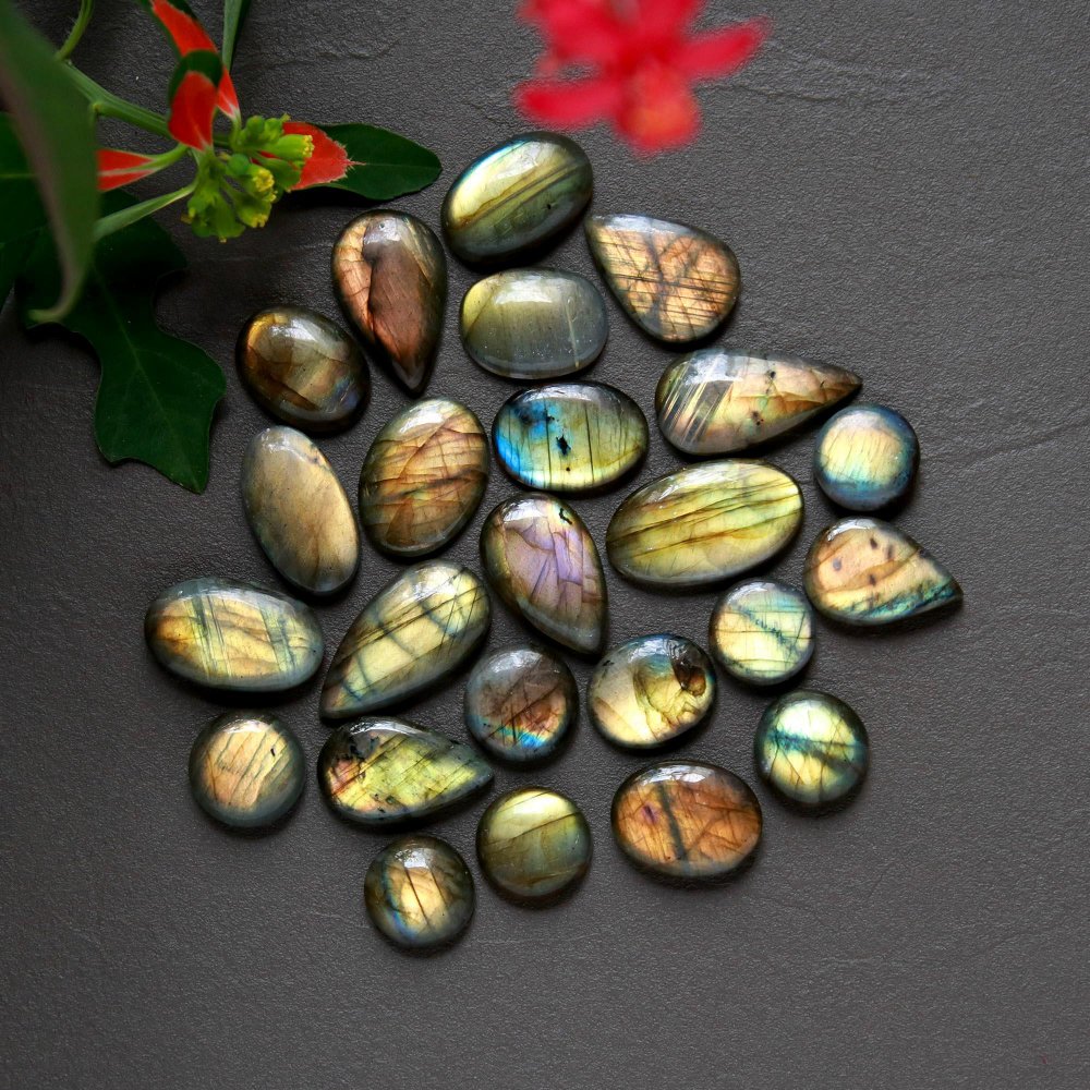 24Pcs 200Cts  Natural Labradorite Cabochon Loose Gemstone Jewelry Wire Wrapped Pendant Semi-Precious Healing Crystal Lots14x12-22x12mm #12895