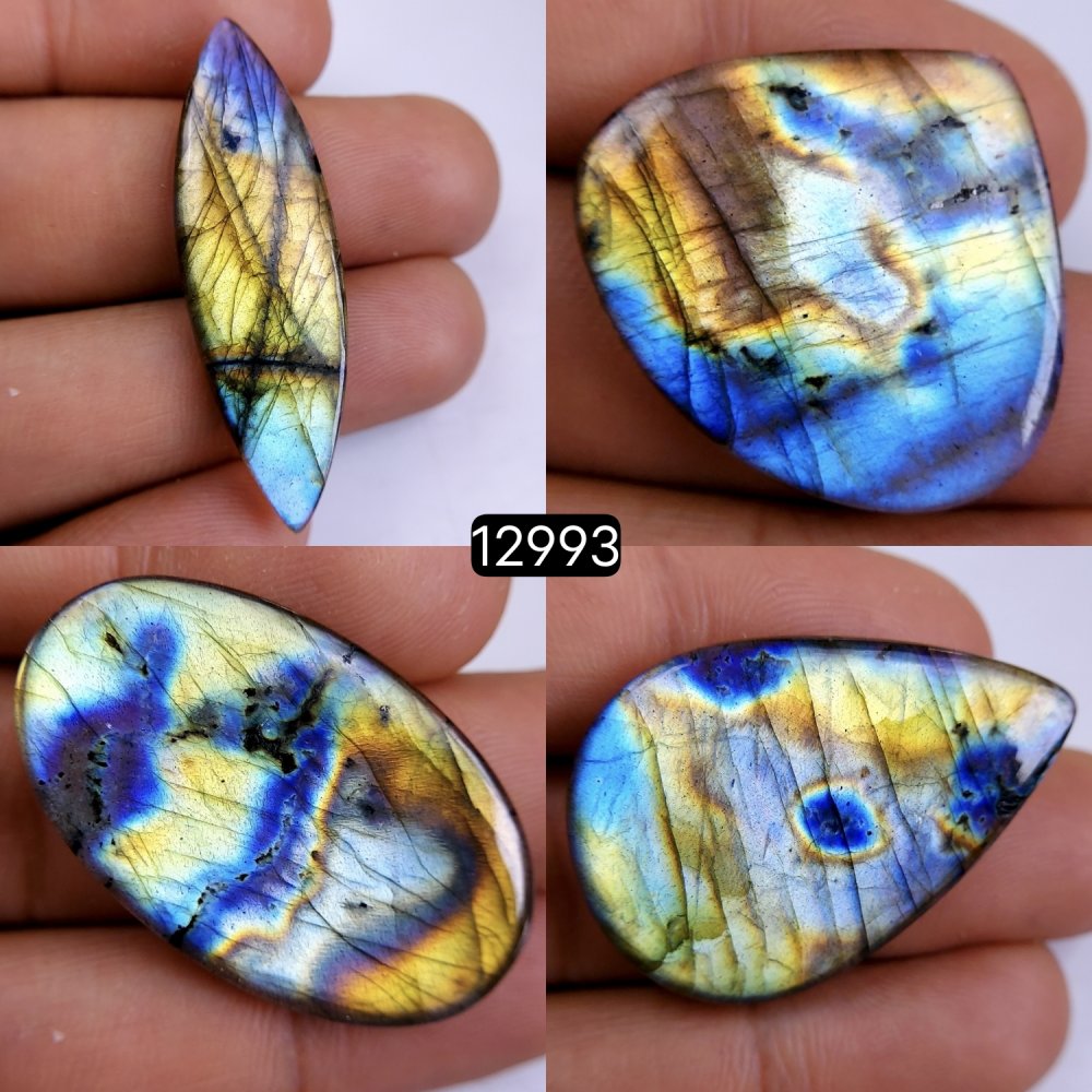 4 Pcs 105 Cts Natural Blue Labradorite Gemstone Cabochon Semi Precious Wholesale Lot Handmade Jewelry Making Supplies Pendant For Her 30x26-24x36mm#12993