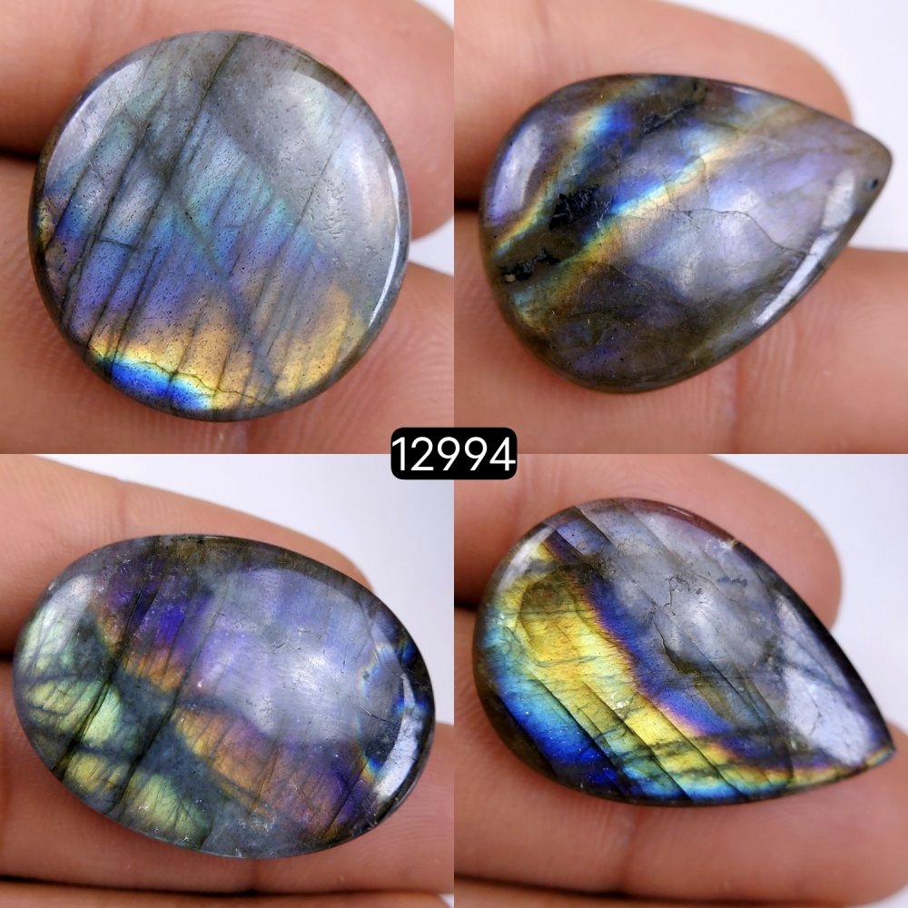 4 Pcs 119 Cts Natural Blue Labradorite Gemstone Cabochon Semi Precious Wholesale Lot Handmade Jewelry Making Supplies Pendant For Her 20x20-34x25mm#12994