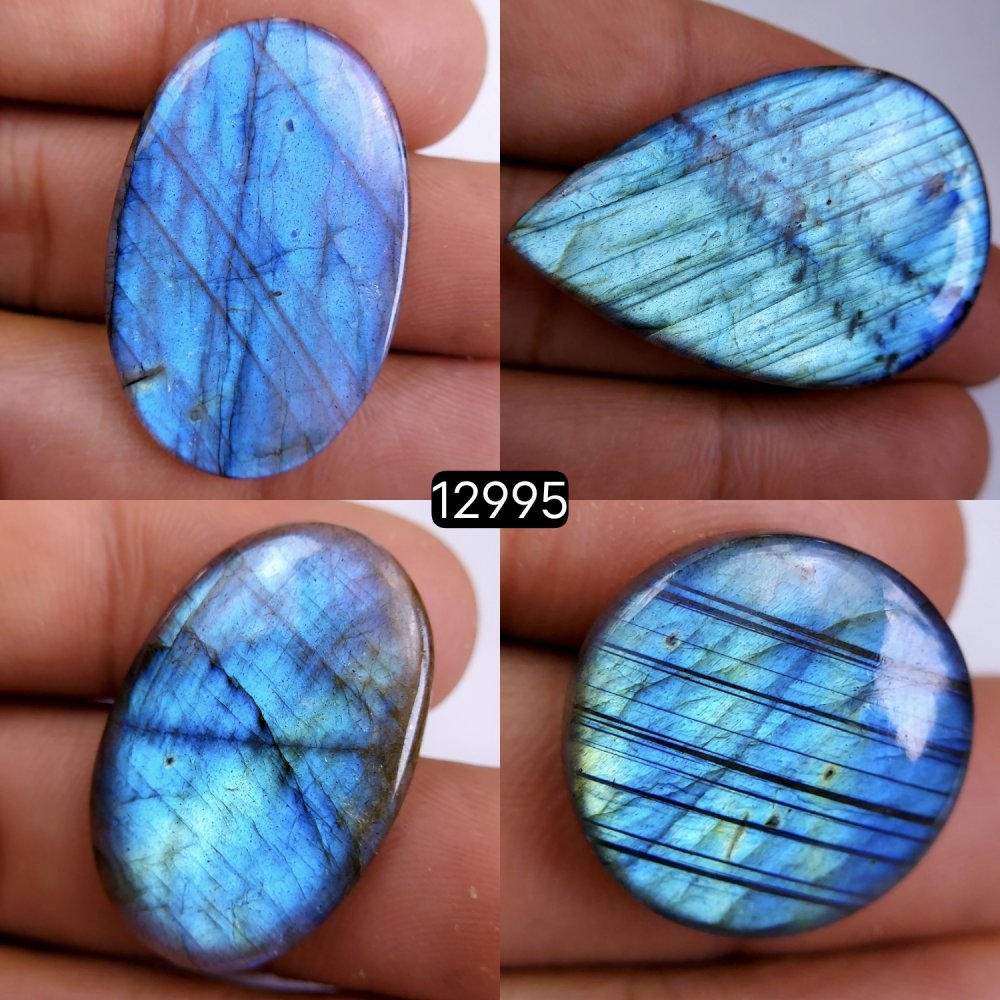 4 Pcs 106 Cts Natural Blue Labradorite Gemstone Cabochon Semi Precious Wholesale Lot Handmade Jewelry Making Supplies Pendant For Her 20x20-41x27mm#12995