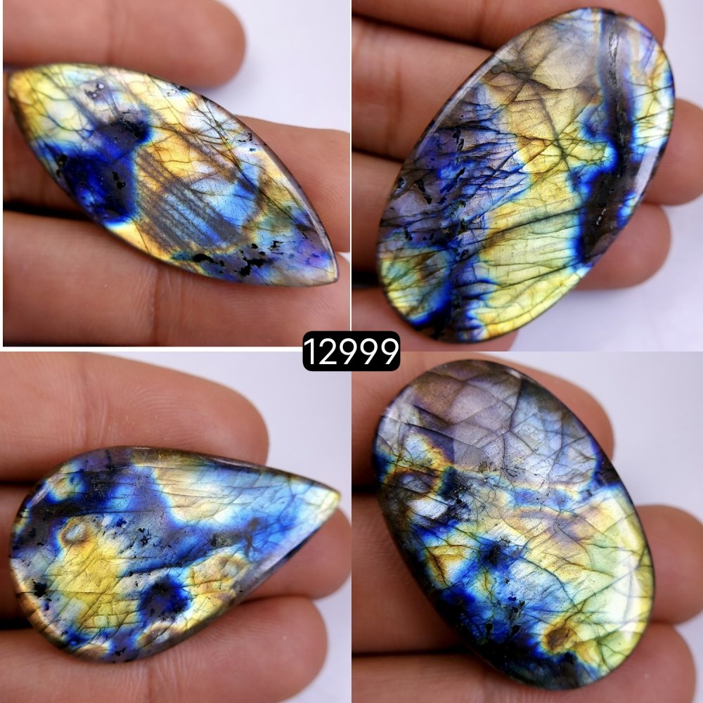 4 Pcs 154 Cts Natural Blue Labradorite Gemstone Cabochon Semi Precious Wholesale Lot Handmade Jewelry Making Supplies Pendant For Her 37x25-48x28mm#12999