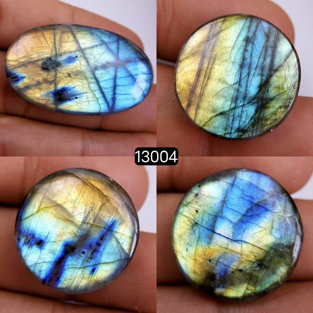 4 Pcs 118 Cts Natural Blue Labradorite Gemstone Cabochon Semi Precious Wholesale Lot Handmade Jewelry Making Supplies Pendant For Her 21x21-40x18mm#13004