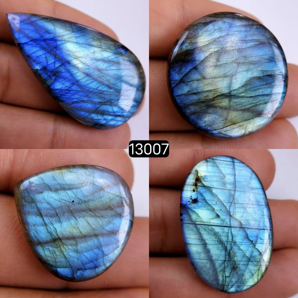 4 Pcs 161 Cts Natural Blue Labradorite Gemstone Cabochon Semi Precious Wholesale Lot Handmade Jewelry Making Supplies Pendant For Her 22x23-47x27mm#13007