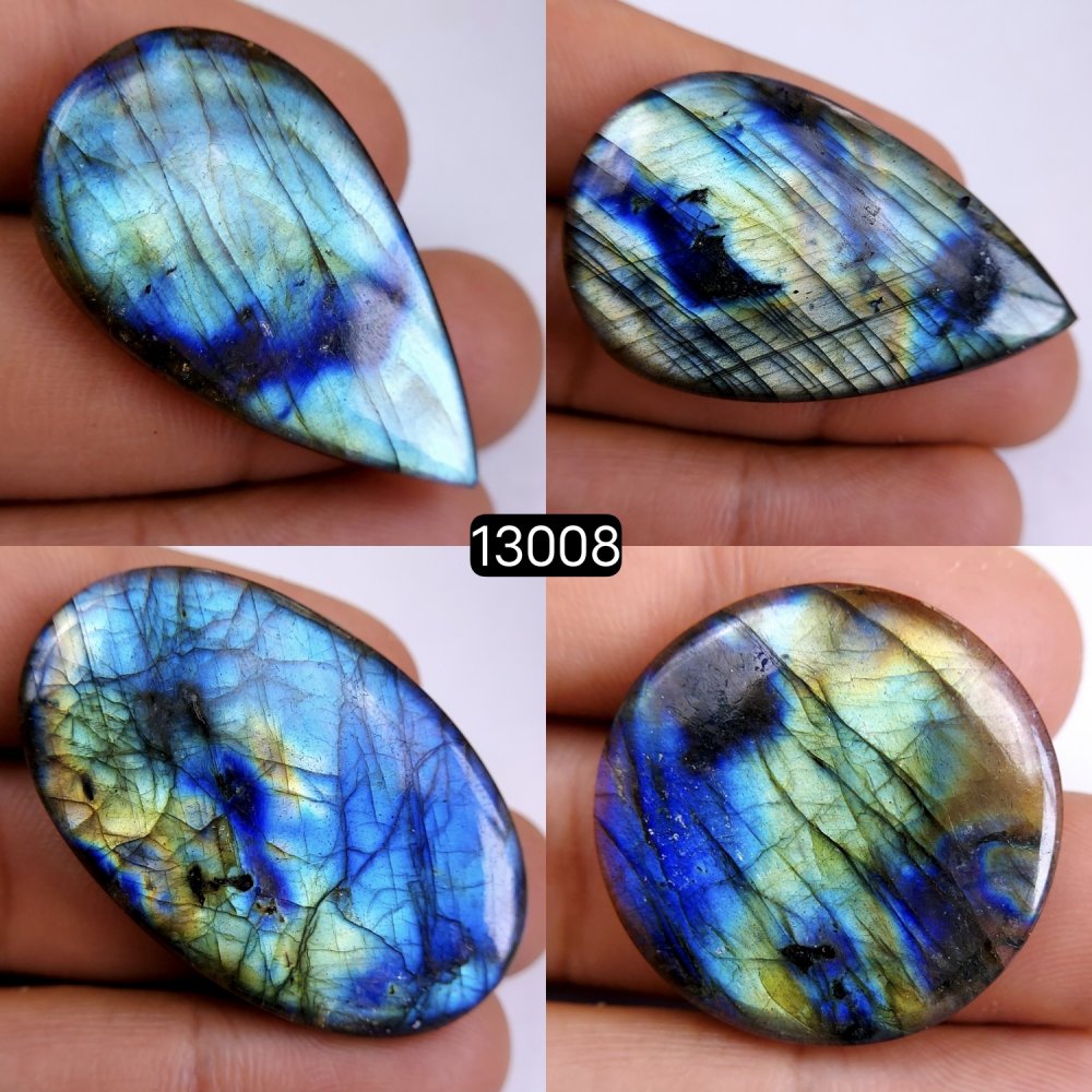 4 Pcs 171 Cts Natural Blue Labradorite Gemstone Cabochon Semi Precious Wholesale Lot Handmade Jewelry Making Supplies Pendant For Her 36x20-45x26mm#13008