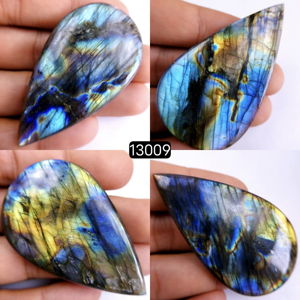 4 Pcs 427 Cts Natural Blue Labradorite Gemstone Cabochon Semi Precious Wholesale Lot Handmade Jewelry Making Supplies Pendant For Her 59x38-64x37mm#13009