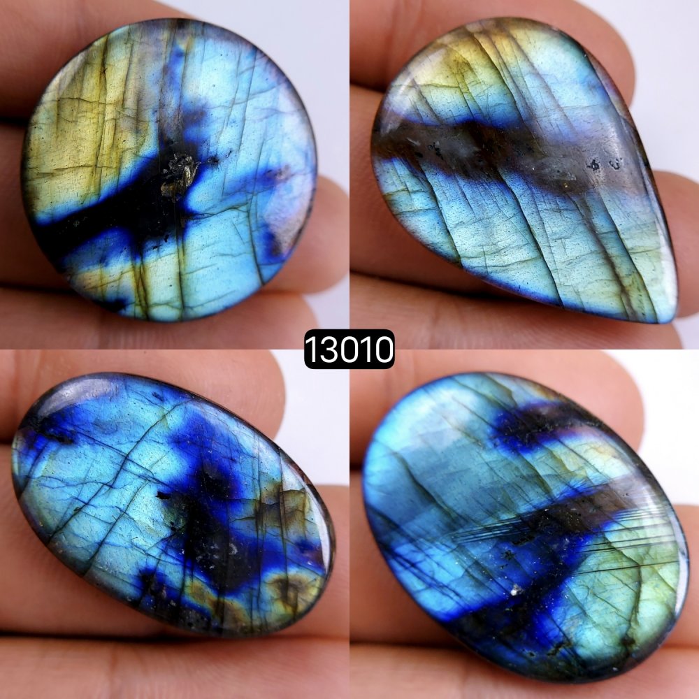 4 Pcs 157 Cts Natural Blue Labradorite Gemstone Cabochon Semi Precious Wholesale Lot Handmade Jewelry Making Supplies Pendant For Her 31x19-32x23mm#13010