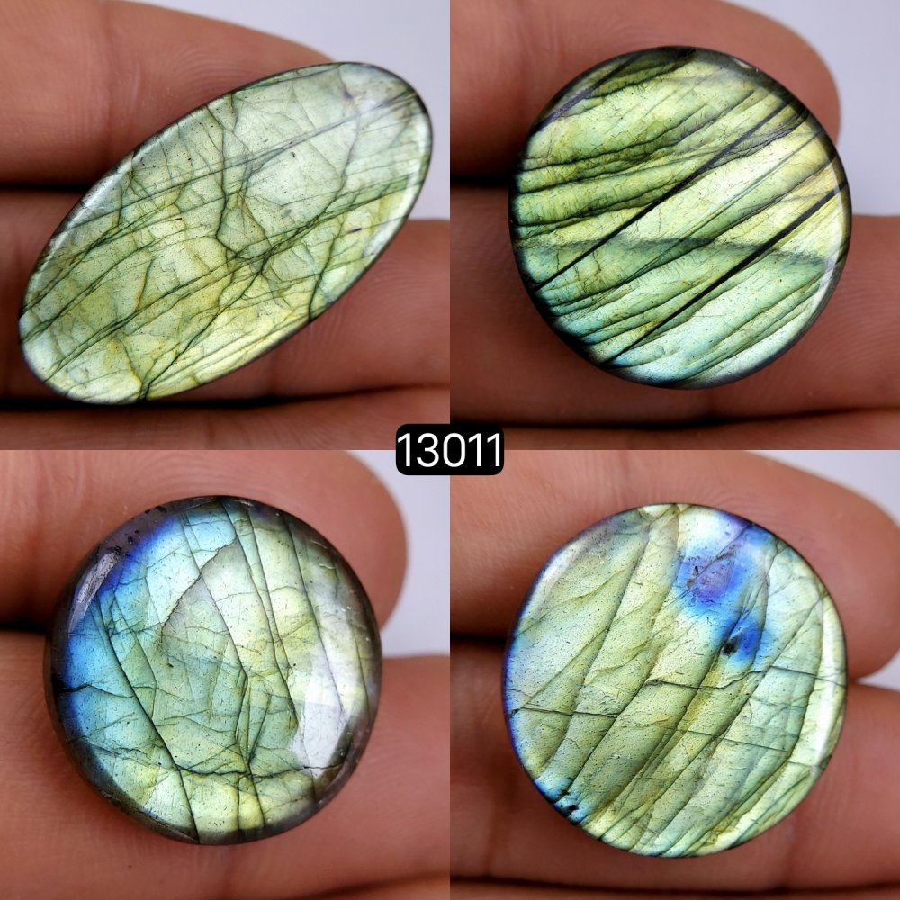 4 Pcs 94 Cts Natural Blue Labradorite Gemstone Cabochon Semi Precious Wholesale Lot Handmade Jewelry Making Supplies Pendant For Her 20x20-38x20mm#13011