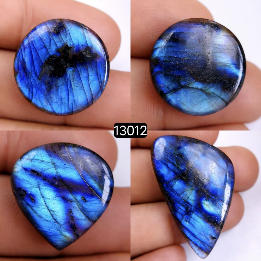 4 Pcs 107 Cts Natural Blue Labradorite Gemstone Cabochon Semi Precious Wholesale Lot Handmade Jewelry Making Supplies Pendant For Her 20x20-37x23mm#13012