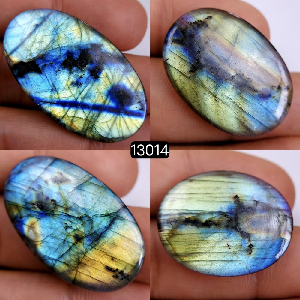 4 Pcs 125 Cts Natural Blue Labradorite Gemstone Cabochon Semi Precious Wholesale Lot Handmade Jewelry Making Supplies Pendant For Her 27x21-40x24mm#13014