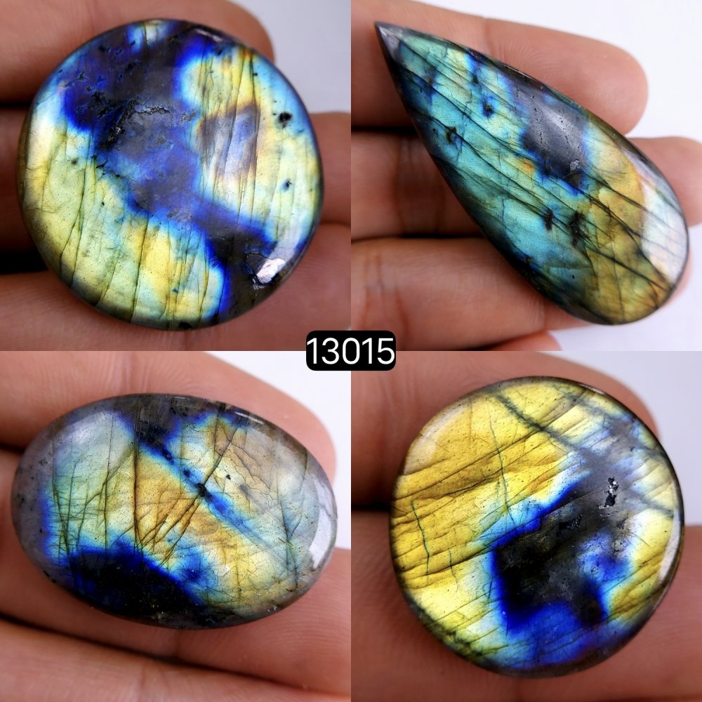 4 Pcs 201 Cts Natural Blue Labradorite Gemstone Cabochon Semi Precious Wholesale Lot Handmade Jewelry Making Supplies Pendant For Her 24x24-55x25mm#13015