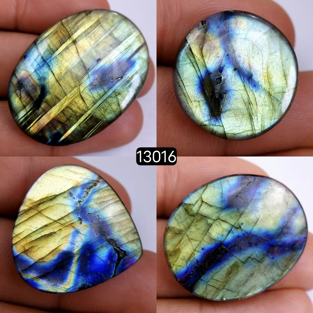 4 Pcs 128 Cts Natural Blue Labradorite Gemstone Cabochon Semi Precious Wholesale Lot Handmade Jewelry Making Supplies Pendant For Her 20x20-38x28mm#13016