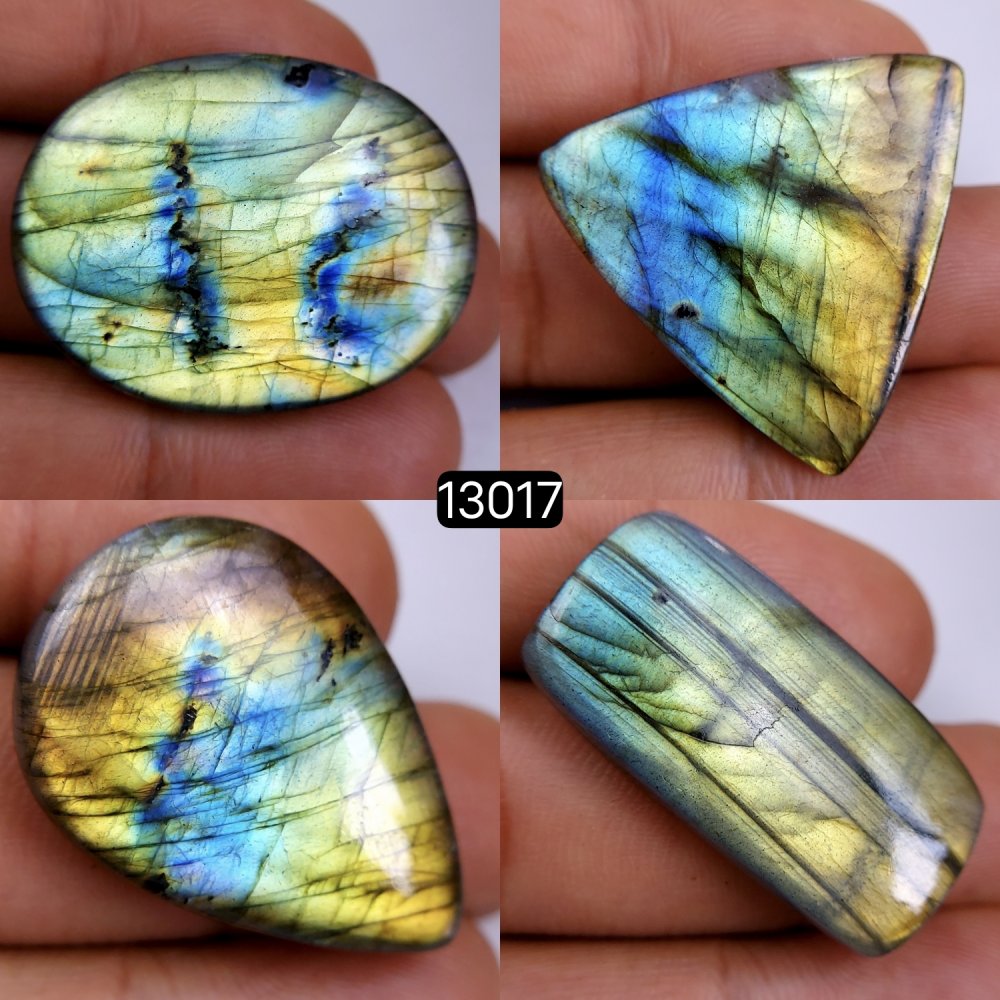 4 Pcs 153 Cts Natural Blue Labradorite Gemstone Cabochon Semi Precious Wholesale Lot Handmade Jewelry Making Supplies Pendant For Her 31x21-36x27mm#13017