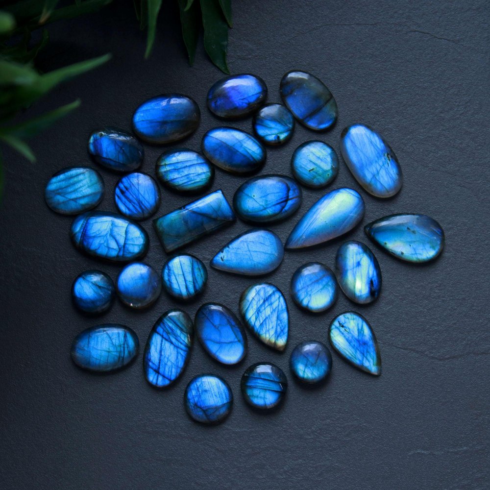 30 Pcs 155 Cts  Natural Labradorite Cabochon Loose Gemstone Jewelry Wire Wrapped Pendant Semi-Precious Healing Crystal Lots 10x10-10x20mm #13019