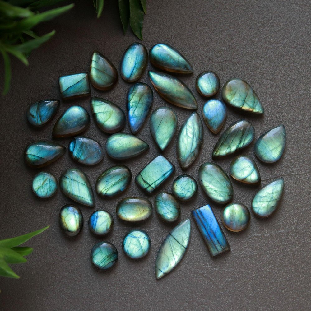 36 Pcs 260 Cts  Natural Labradorite Cabochon Loose Gemstone Jewelry Wire Wrapped Pendant Semi-Precious Healing Crystal Lots 10x10-9x27mm #13025