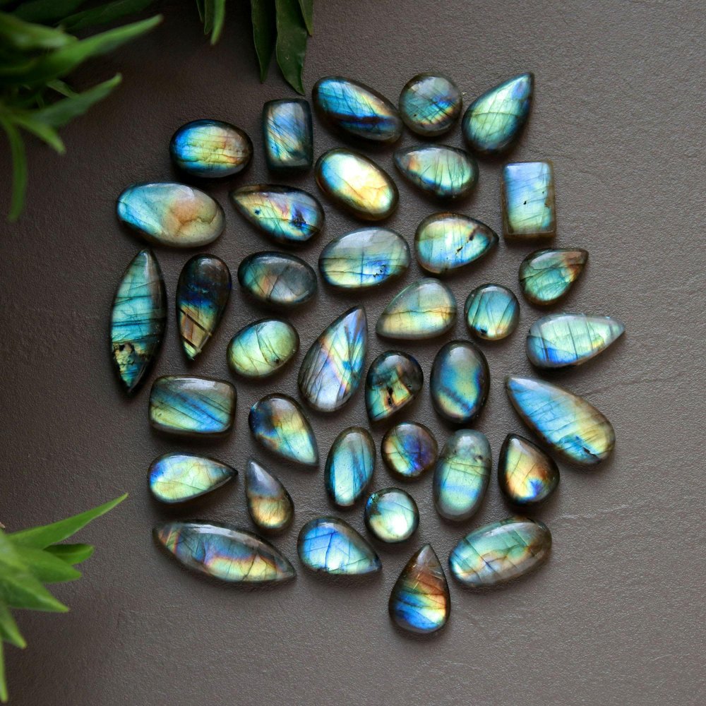 37 Pcs 284 Cts  Natural Labradorite Cabochon Loose Gemstone Jewelry Wire Wrapped Pendant Semi-Precious Healing Crystal Lots 9x13-10x27mm #13026