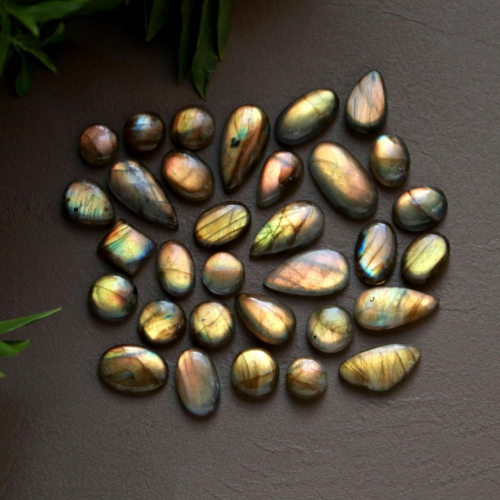 32 Pcs 198 Cts  Natural Labradorite Cabochon Loose Gemstone Jewelry Wire Wrapped Pendant Semi-Precious Healing Crystal Lots 9x9-11x22mm #13032