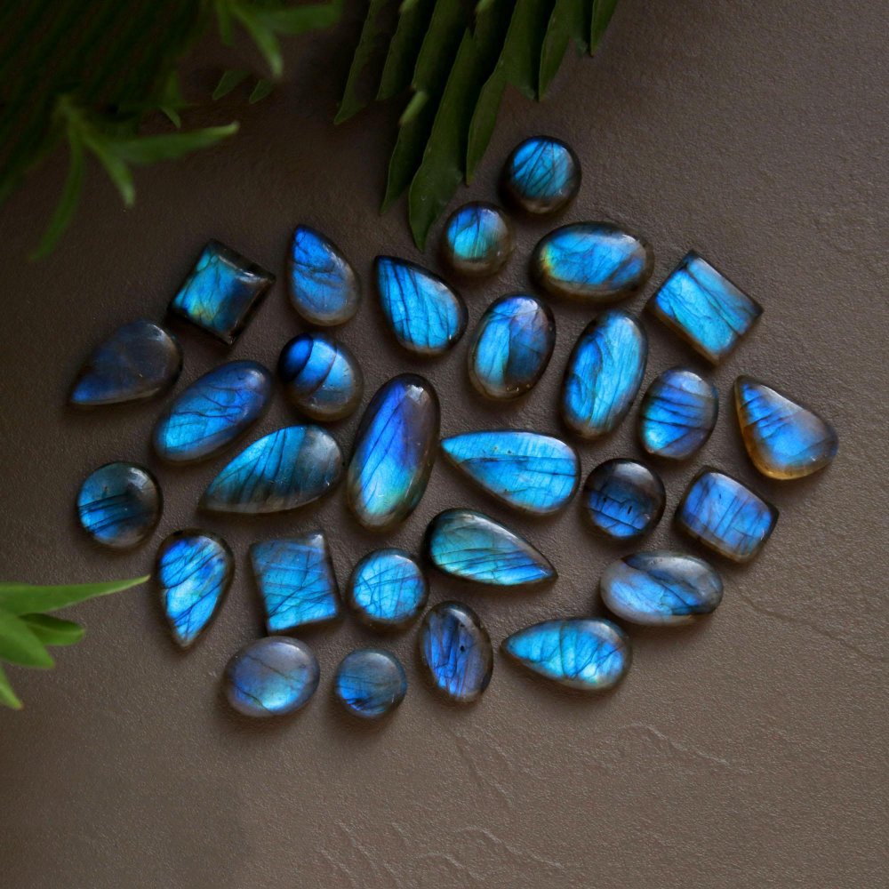 29 Pcs 207 Cts  Natural Labradorite Cabochon Loose Gemstone Jewelry Wire Wrapped Pendant Semi-Precious Healing Crystal Lots 9x12-11x22mm #13034