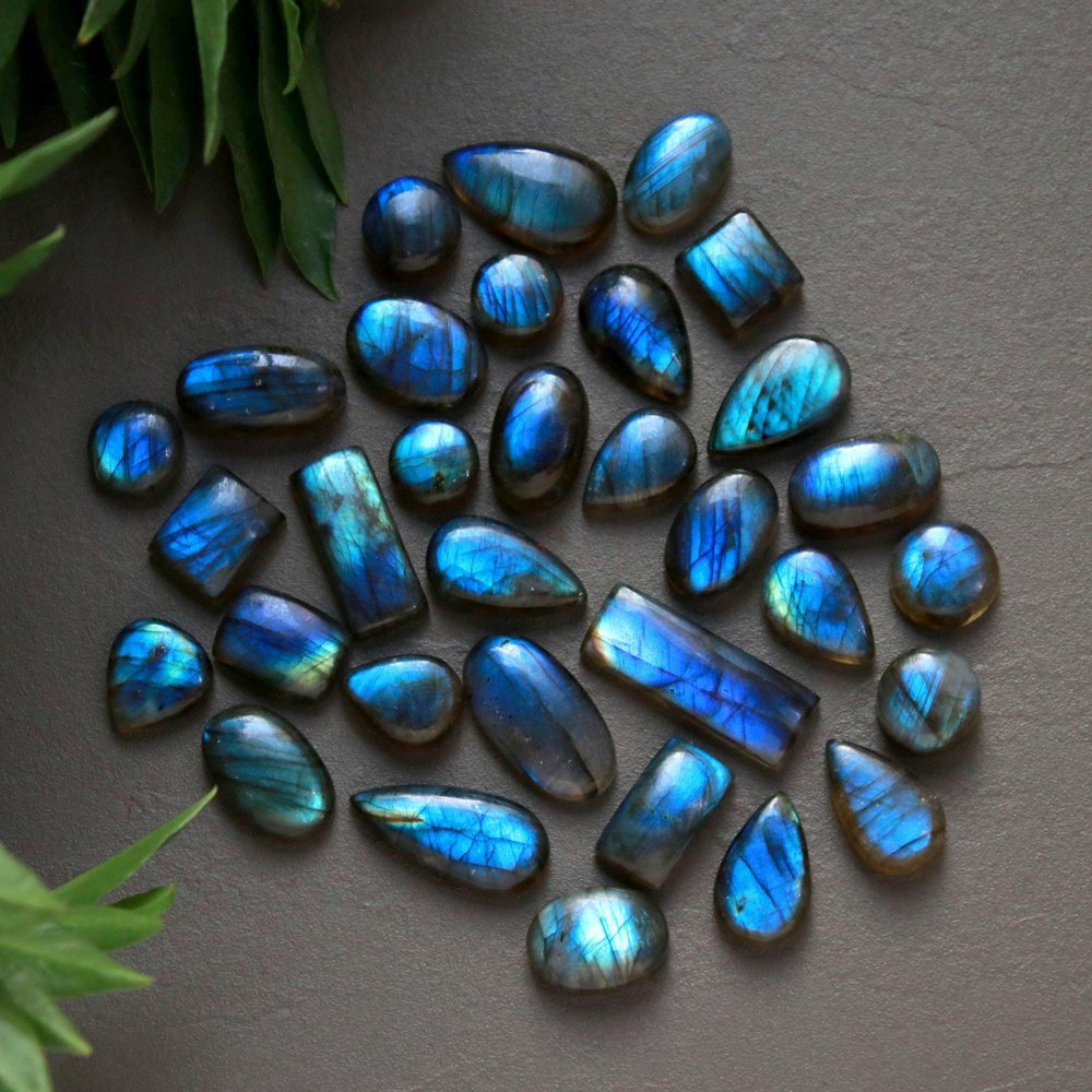 32 Pcs 240 Cts  Natural Labradorite Cabochon Loose Gemstone Jewelry Wire Wrapped Pendant Semi-Precious Healing Crystal Lots 10x10-8x25mm #13037