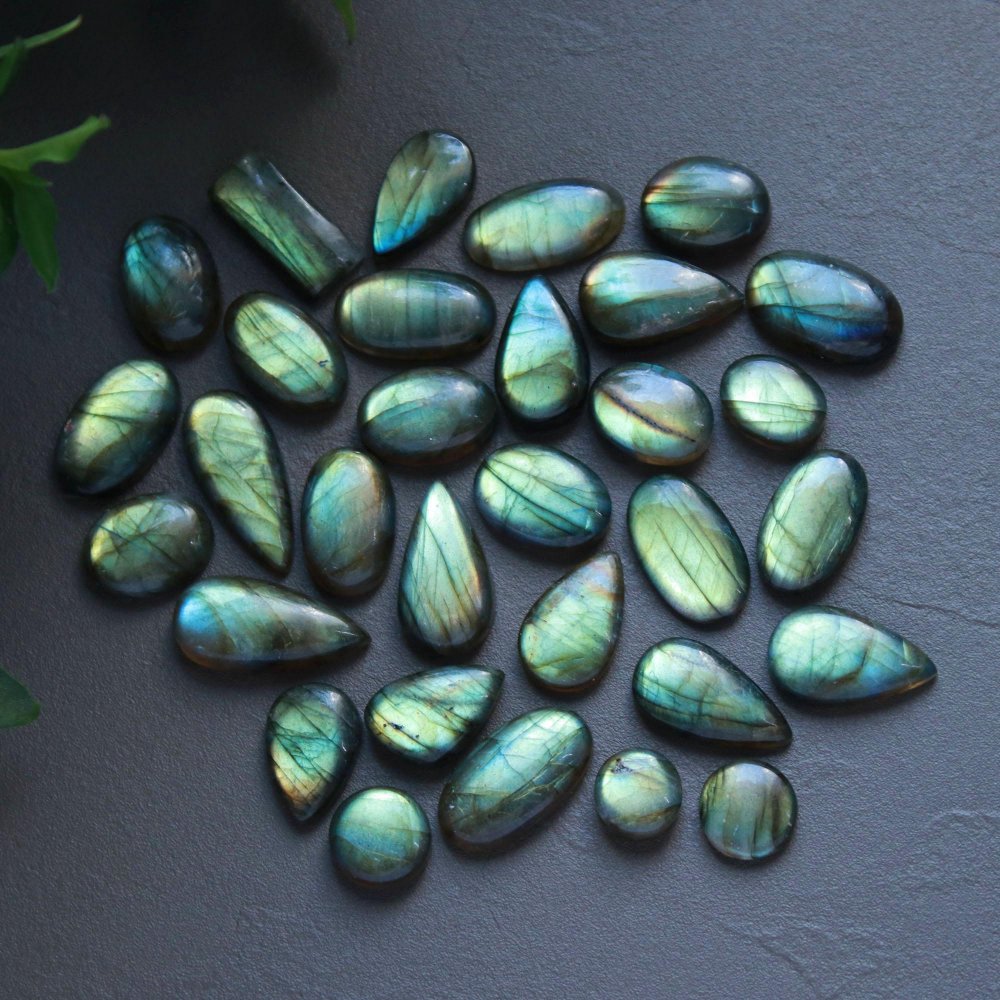 31 Pcs 262 Cts  Natural Labradorite Cabochon Loose Gemstone Jewelry Wire Wrapped Pendant Semi-Precious Healing Crystal Lots 9x9-10x23mm #13039