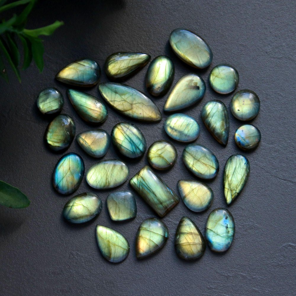 29 Pcs 189 Cts  Natural Labradorite Cabochon Loose Gemstone Jewelry Wire Wrapped Pendant Semi-Precious Healing Crystal Lots 10x12-10x27mm #13040