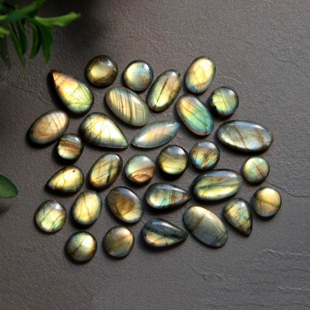 30 Pcs 191 Cts  Natural Labradorite Cabochon Loose Gemstone Jewelry Wire Wrapped Pendant Semi-Precious Healing Crystal Lots 9x13-10x20mm #13042