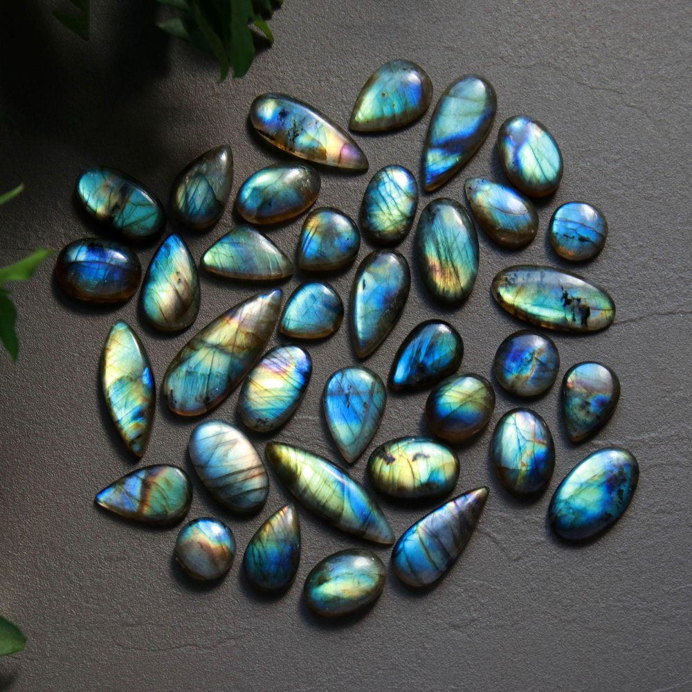 36 Pcs 264 Cts  Natural Labradorite Cabochon Loose Gemstone Jewelry Wire Wrapped Pendant Semi-Precious Healing Crystal Lots 10x12-11x29mm #13043