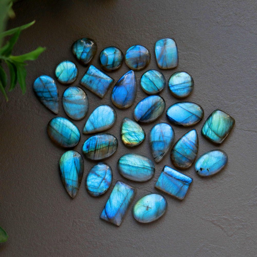 27 Pcs 133 Cts  Natural Labradorite Cabochon Loose Gemstone Jewelry Wire Wrapped Pendant Semi-Precious Healing Crystal Lots 10x13-10x20mm #13045