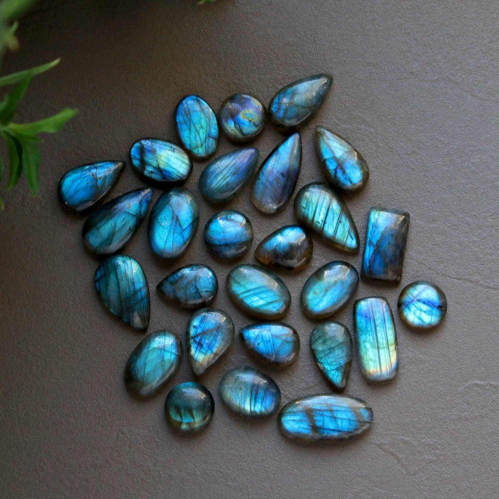 27 Pcs 202 Cts  Natural Labradorite Cabochon Loose Gemstone Jewelry Wire Wrapped Pendant Semi-Precious Healing Crystal Lots 10x13-10x21mm #13046