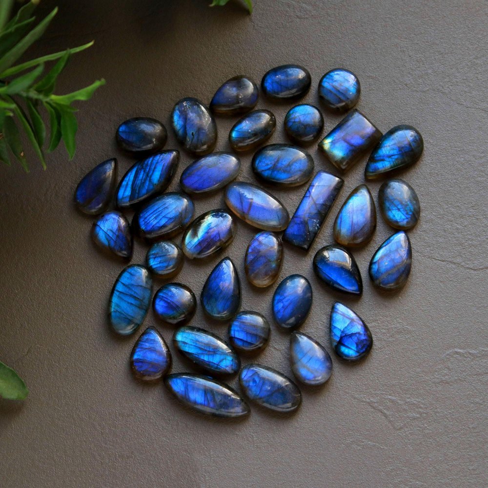 35 Pcs 260 Cts  Natural Labradorite Cabochon Loose Gemstone Jewelry Wire Wrapped Pendant Semi-Precious Healing Crystal Lots 9x9-9x24mm #13047