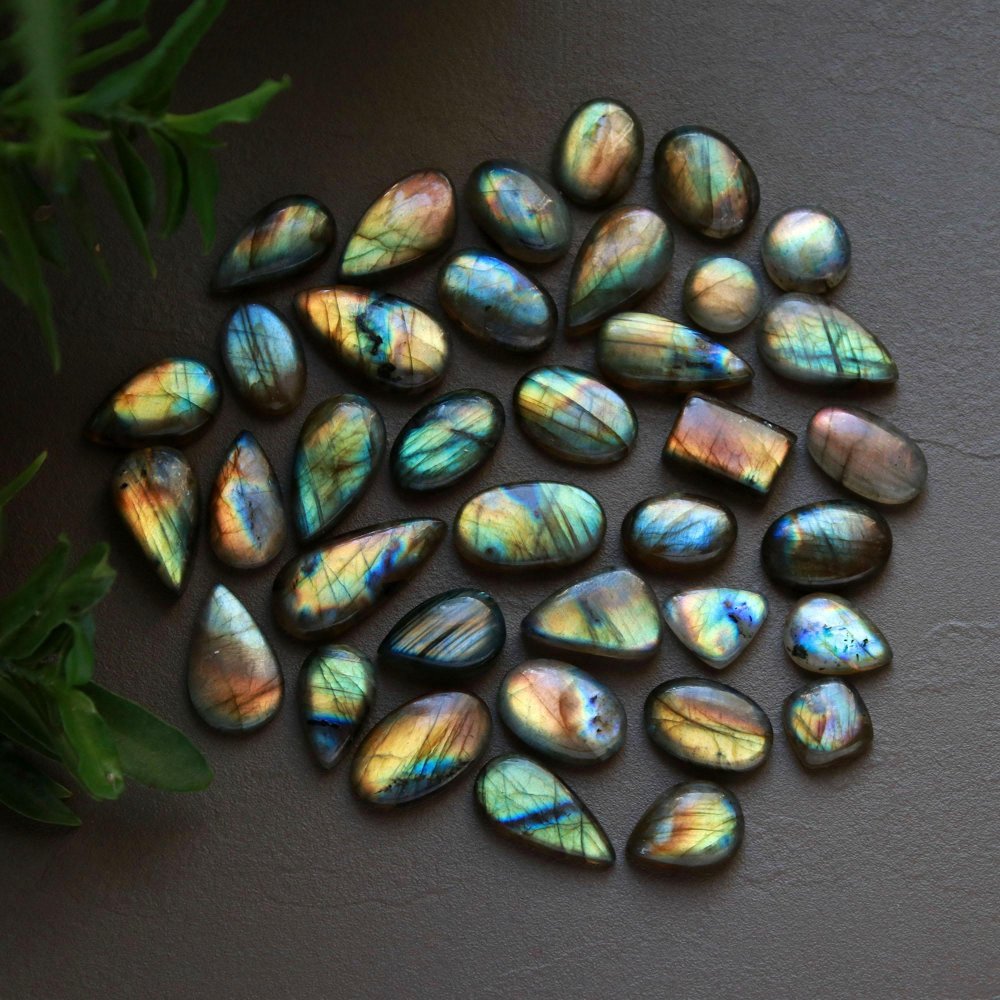 37 Pcs 284 Cts  Natural Labradorite Cabochon Loose Gemstone Jewelry Wire Wrapped Pendant Semi-Precious Healing Crystal Lots 10x10-11x21mm #13048