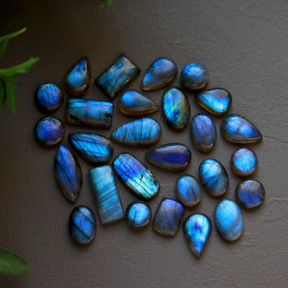 27 Pcs 186 Cts  Natural Labradorite Cabochon Loose Gemstone Jewelry Wire Wrapped Pendant Semi-Precious Healing Crystal Lots 9x9-8x20mm #13049