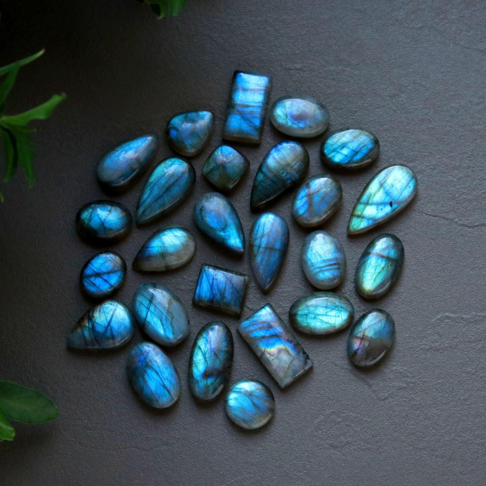 26 Pcs 188 Cts  Natural Labradorite Cabochon Loose Gemstone Jewelry Wire Wrapped Pendant Semi-Precious Healing Crystal Lots 10x12-10x21mm #13052