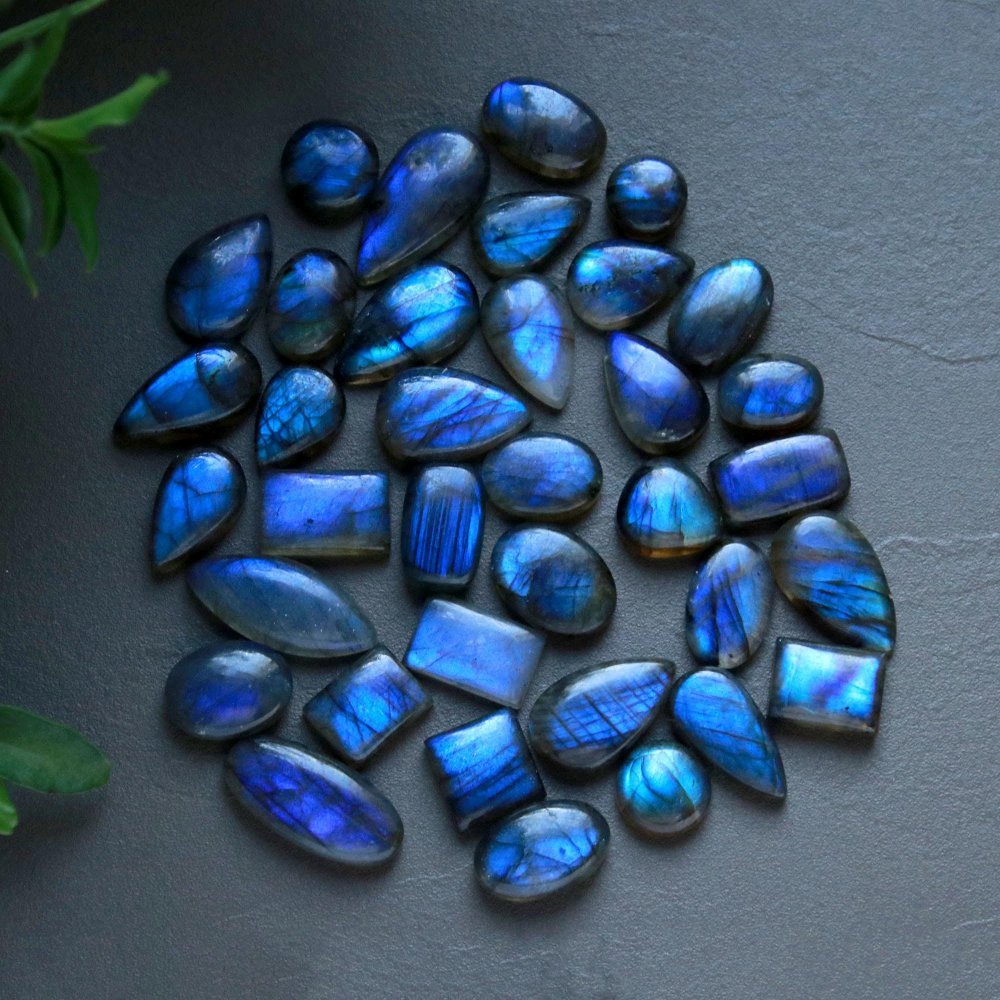 36 Pcs 268 Cts  Natural Labradorite Cabochon Loose Gemstone Jewelry Wire Wrapped Pendant Semi-Precious Healing Crystal Lots 10x10-10x22mm #13056