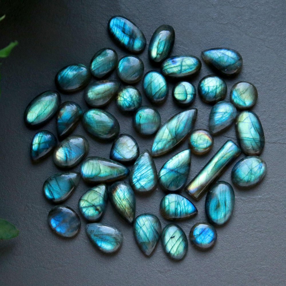 39 Pcs 269 Cts  Natural Labradorite Cabochon Loose Gemstone Jewelry Wire Wrapped Pendant Semi-Precious Healing Crystal Lots 9x9-6x27mm #13058