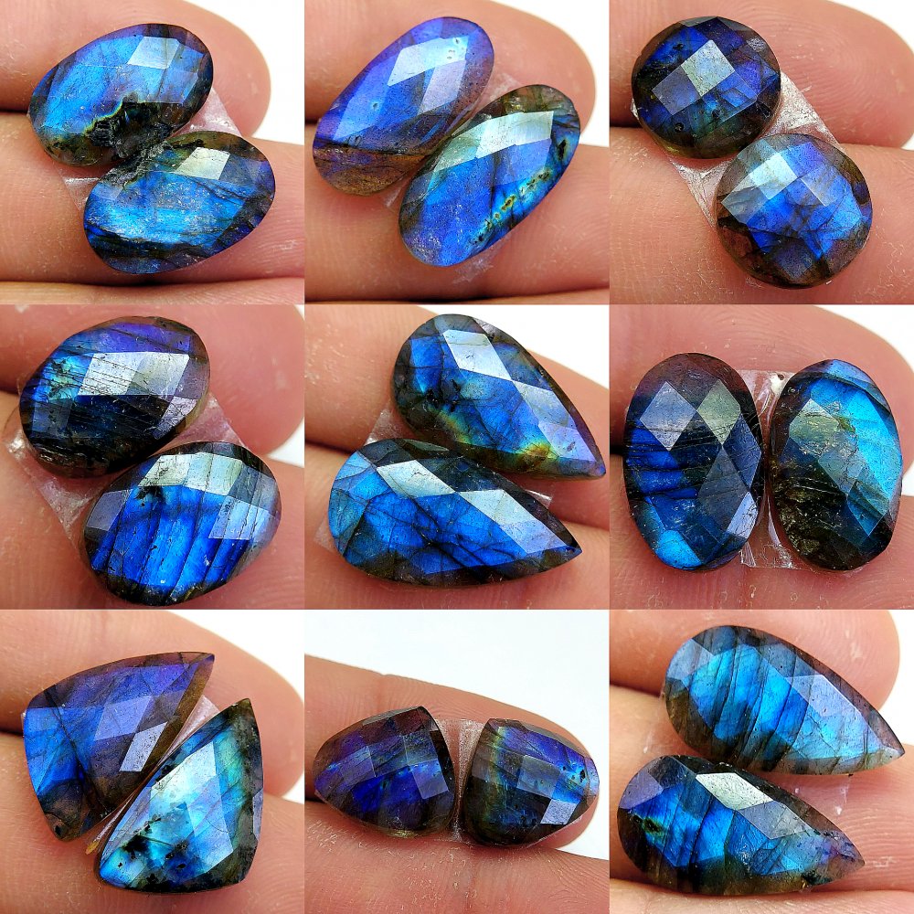 9 Pcs 133 Cts Natural Labradorite Cabochon Loose Gemstone Jewelry Wire Wrapped Pendant Semi-Precious Healing Crystal Lots 23X11 12X9mm #13061