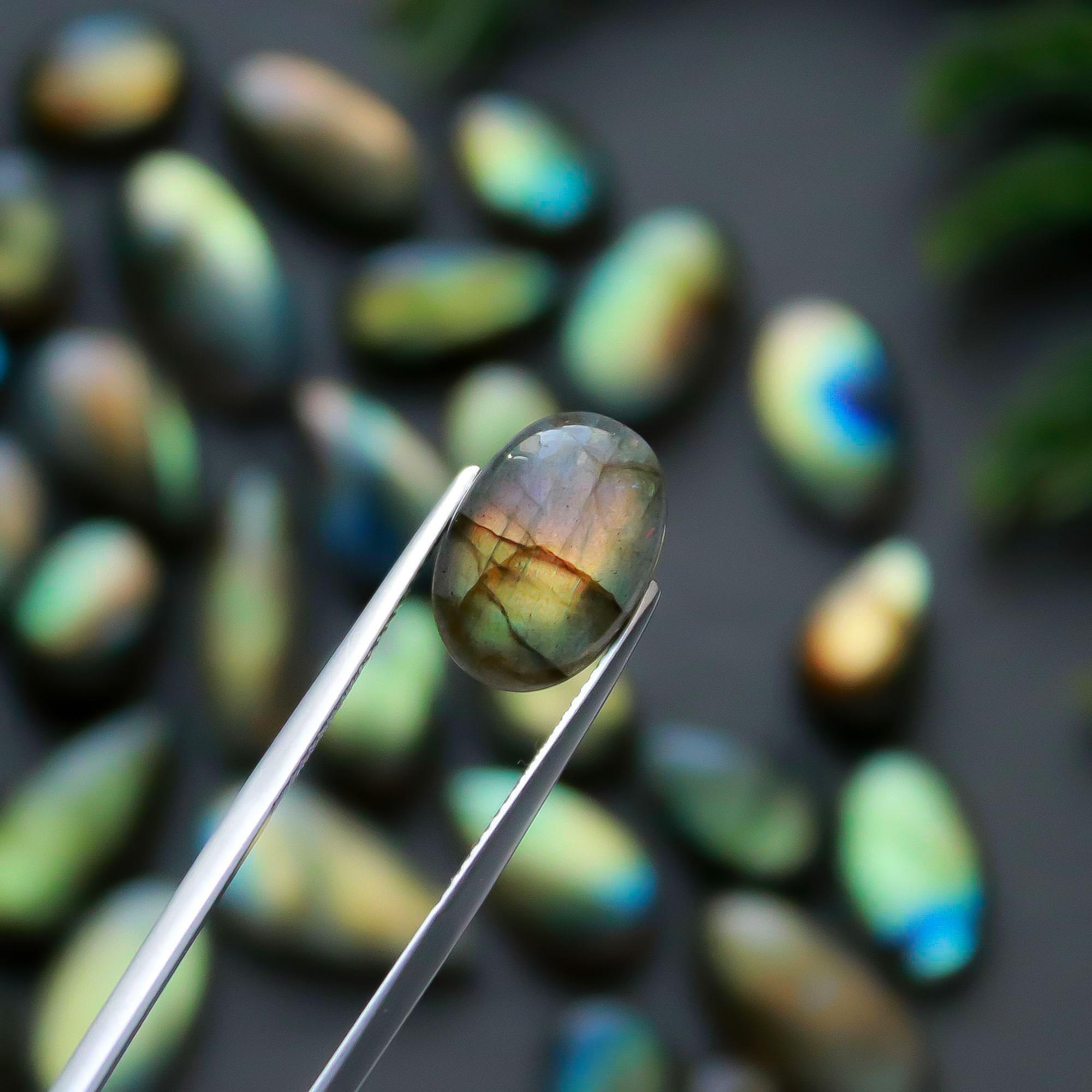 34 Pcs 179 Cts  Natural Labradorite Cabochon Loose Gemstone Jewelry Semi-Precious Healing Crystal Lots 9x9-27x7mm 13328