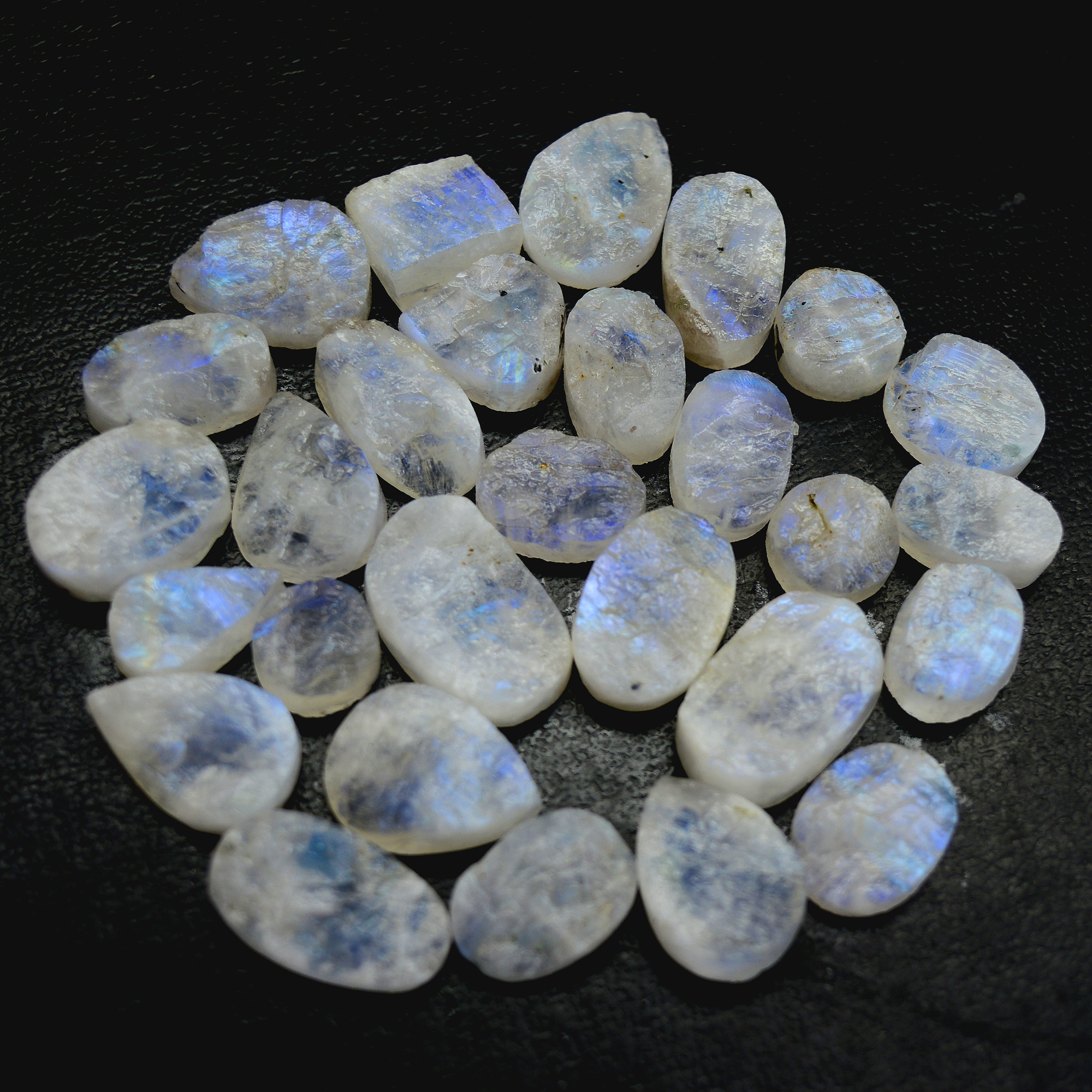 28Pcs 234 Cts Natural Rainbow Moonstone Druzy  Rough Loose Gemstone Lot Size 18x12-9x913399