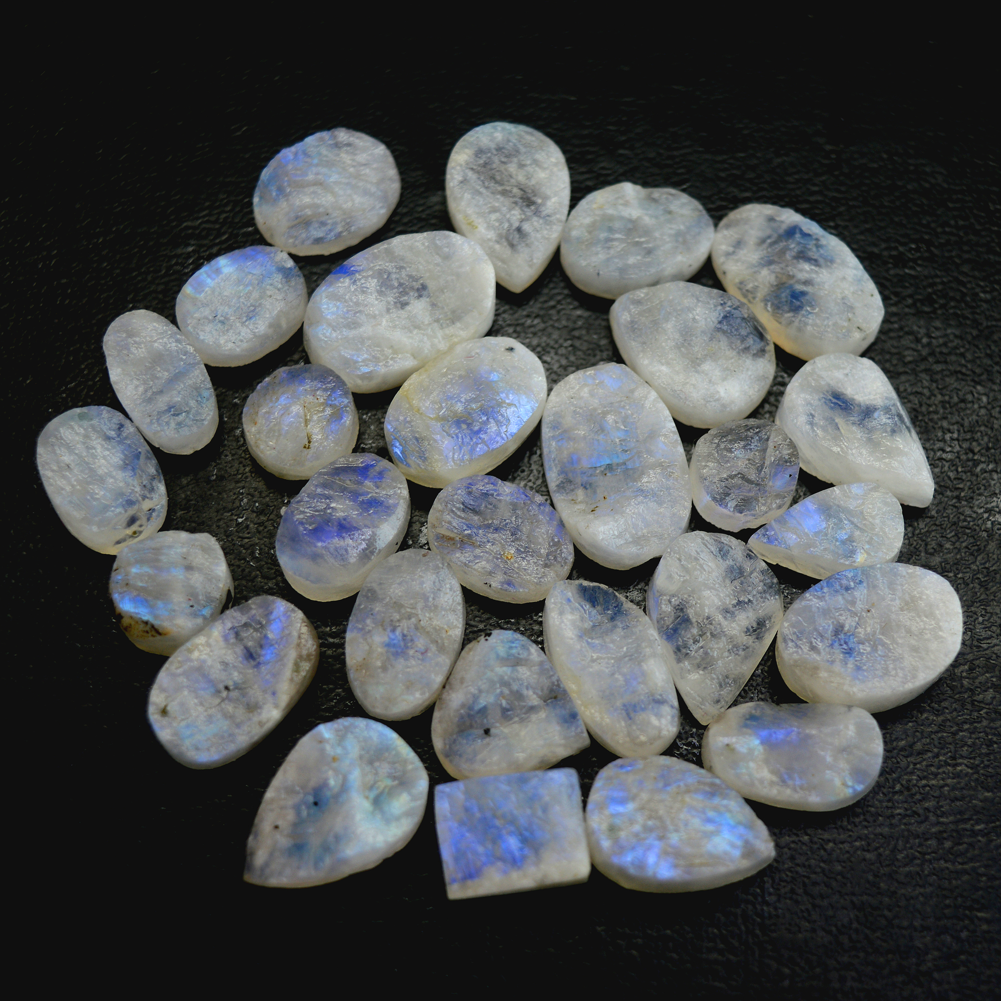 28Pcs 234 Cts Natural Rainbow Moonstone Druzy  Rough Loose Gemstone Lot Size 18x12-9x913399