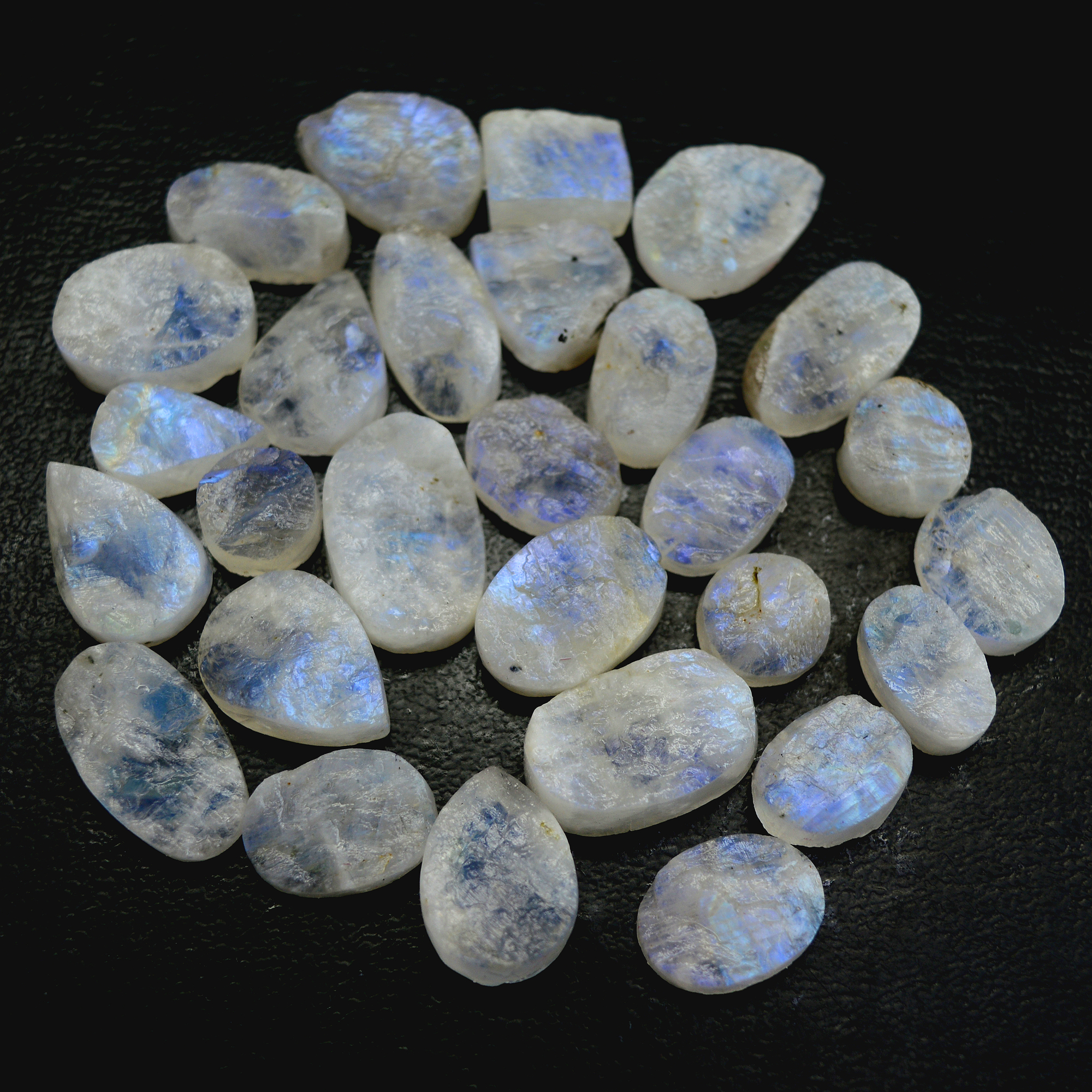 28Pcs 234 Cts Natural Rainbow Moonstone Druzy  Rough Loose Gemstone Lot Size 18x12-9x913399