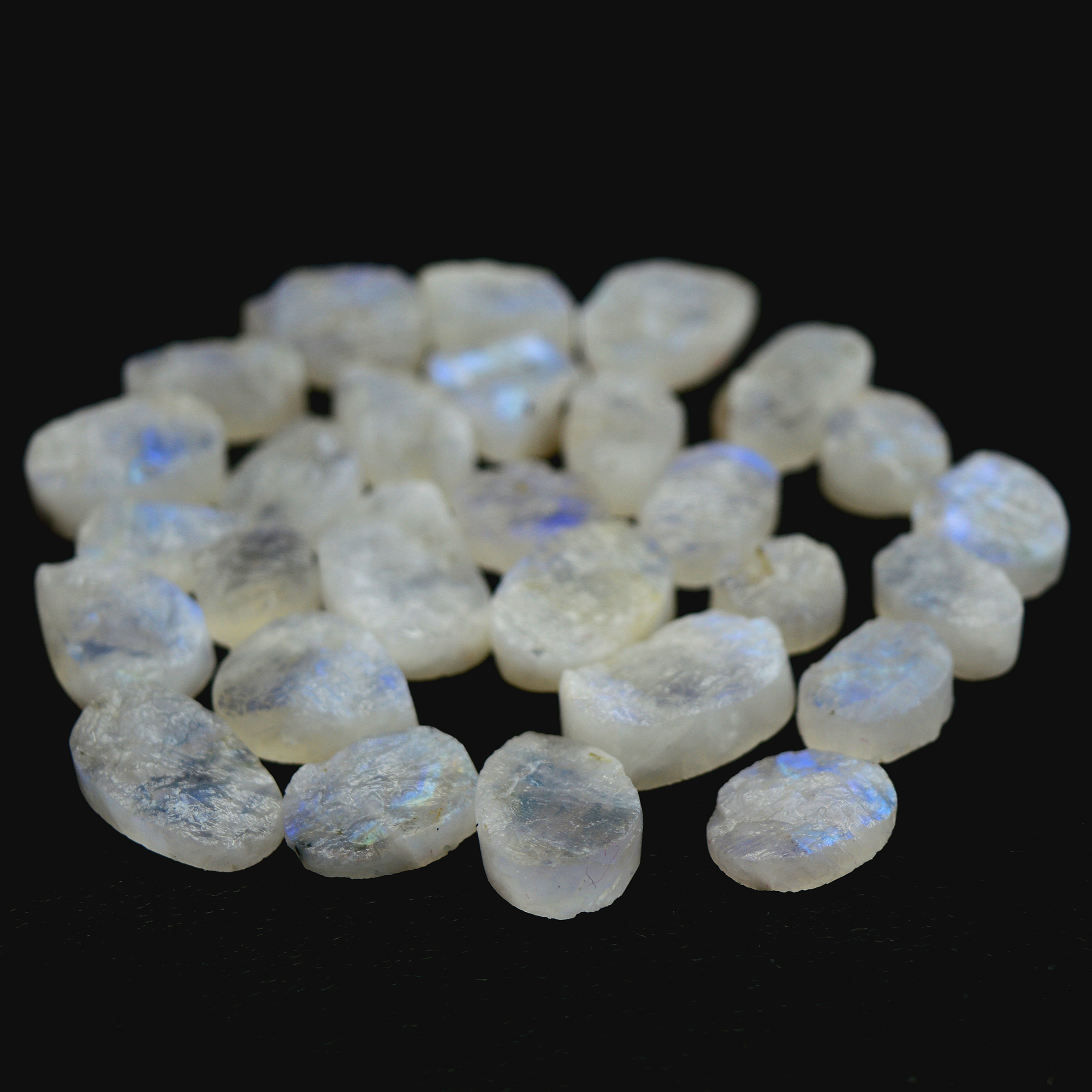 28Pcs 234 Cts Natural Rainbow Moonstone Druzy  Rough Loose Gemstone Lot Size 18x12-9x913399