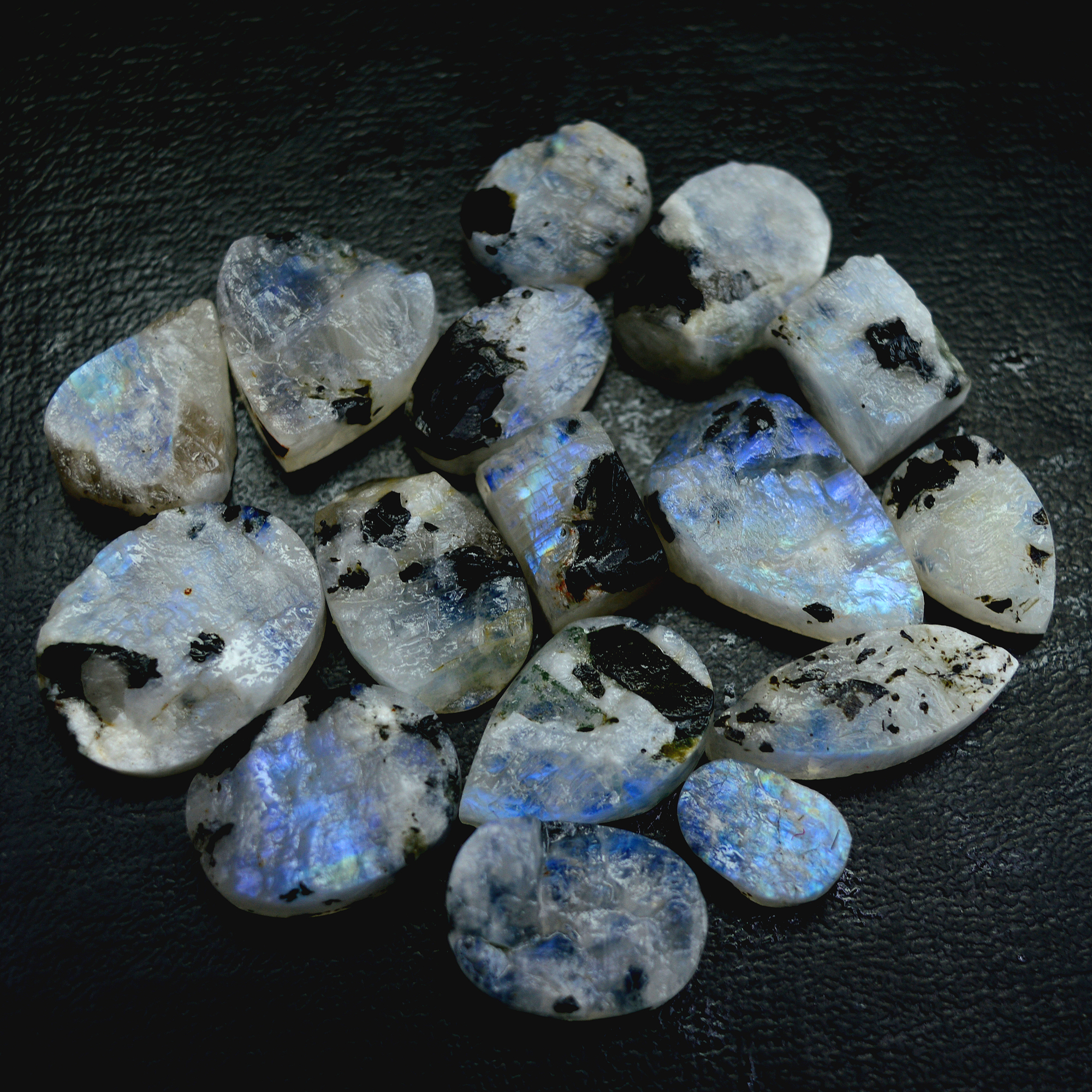 16Pcs 249 Cts Natural Rainbow Moonstone Druzy  Rough Loose Gemstone Lot Size 18x12-9x913400