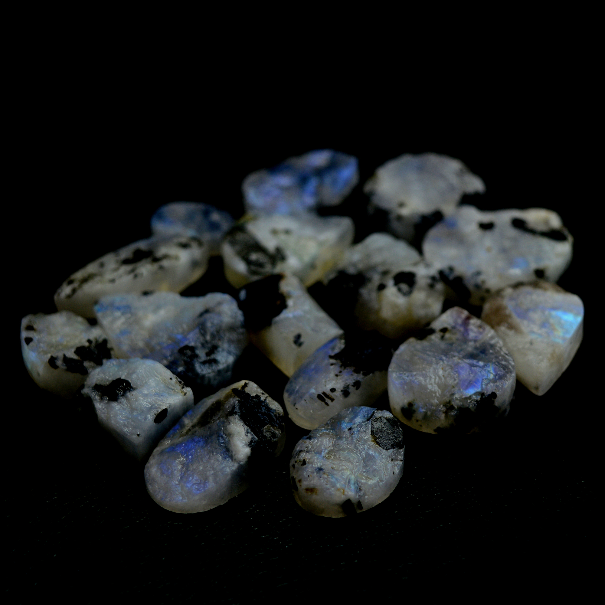 16Pcs 249 Cts Natural Rainbow Moonstone Druzy  Rough Loose Gemstone Lot Size 18x12-9x913400