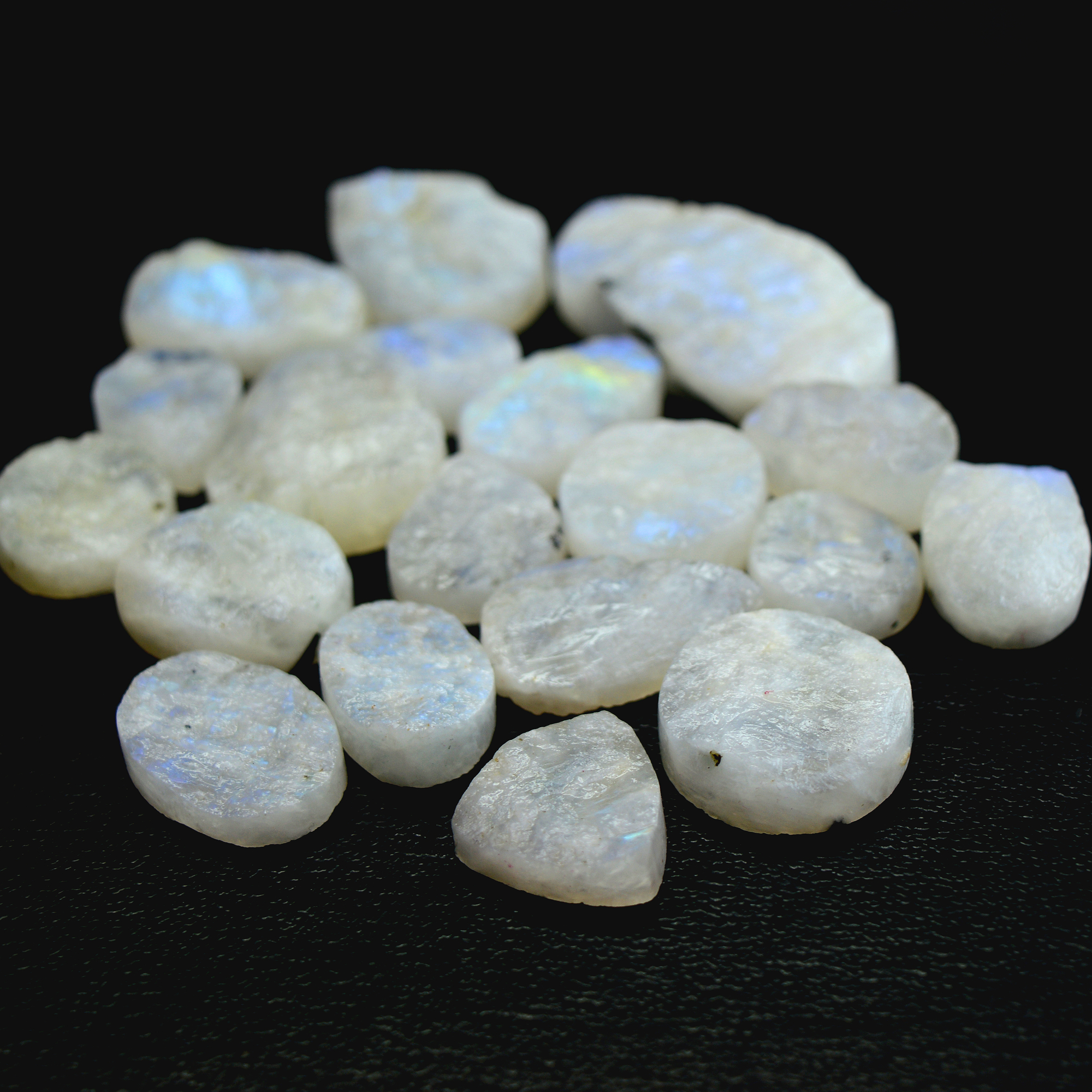 19Pcs 398 Cts Natural Rainbow Moonstone Druzy  Rough Loose Gemstone Lot Size 38x18-17x1213401