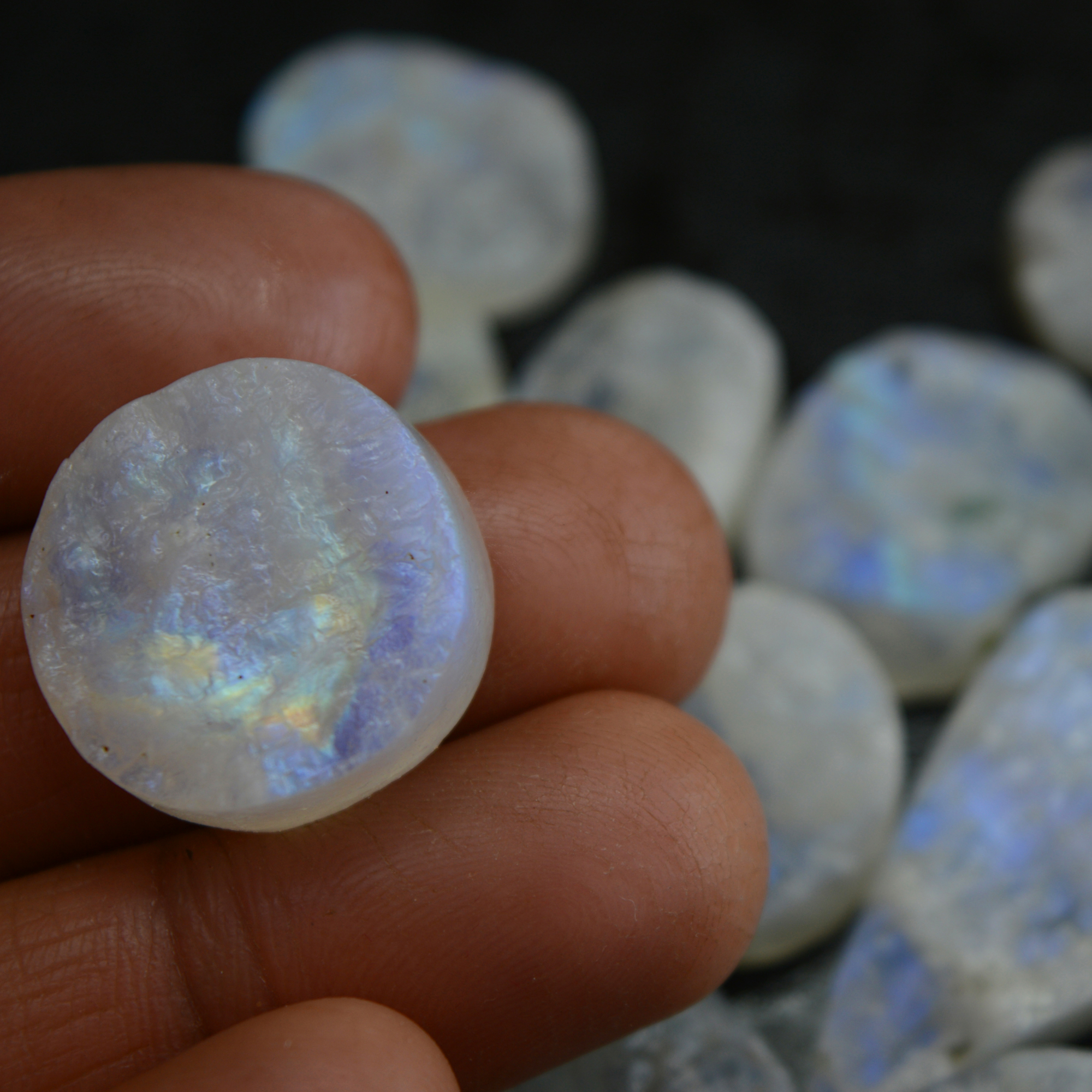 17Pcs 340 Cts Natural Rainbow Moonstone Druzy  Rough Loose Gemstone Lot Size 34x18-20x1313402