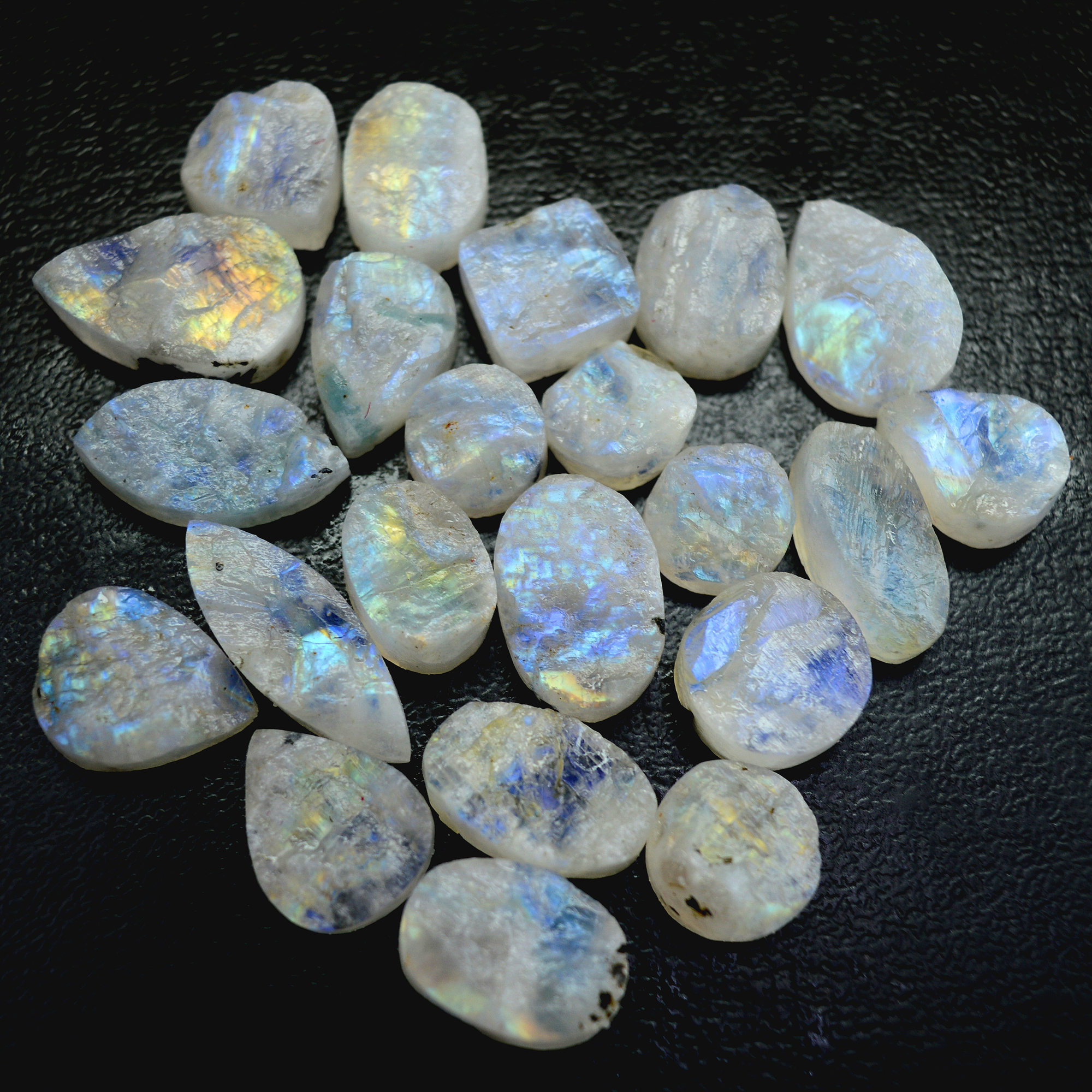 22Pcs 189 Cts Natural Rainbow Moonstone Druzy  Rough Loose Gemstone Lot Size 19x12-10x1013403