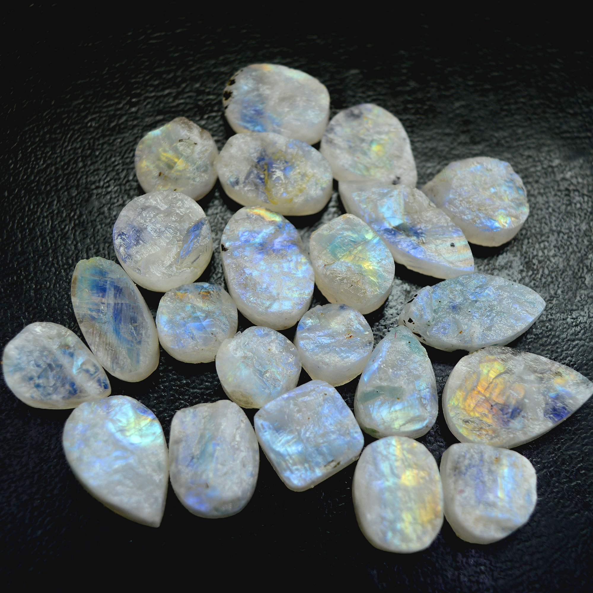 22Pcs 189 Cts Natural Rainbow Moonstone Druzy  Rough Loose Gemstone Lot Size 19x12-10x1013403