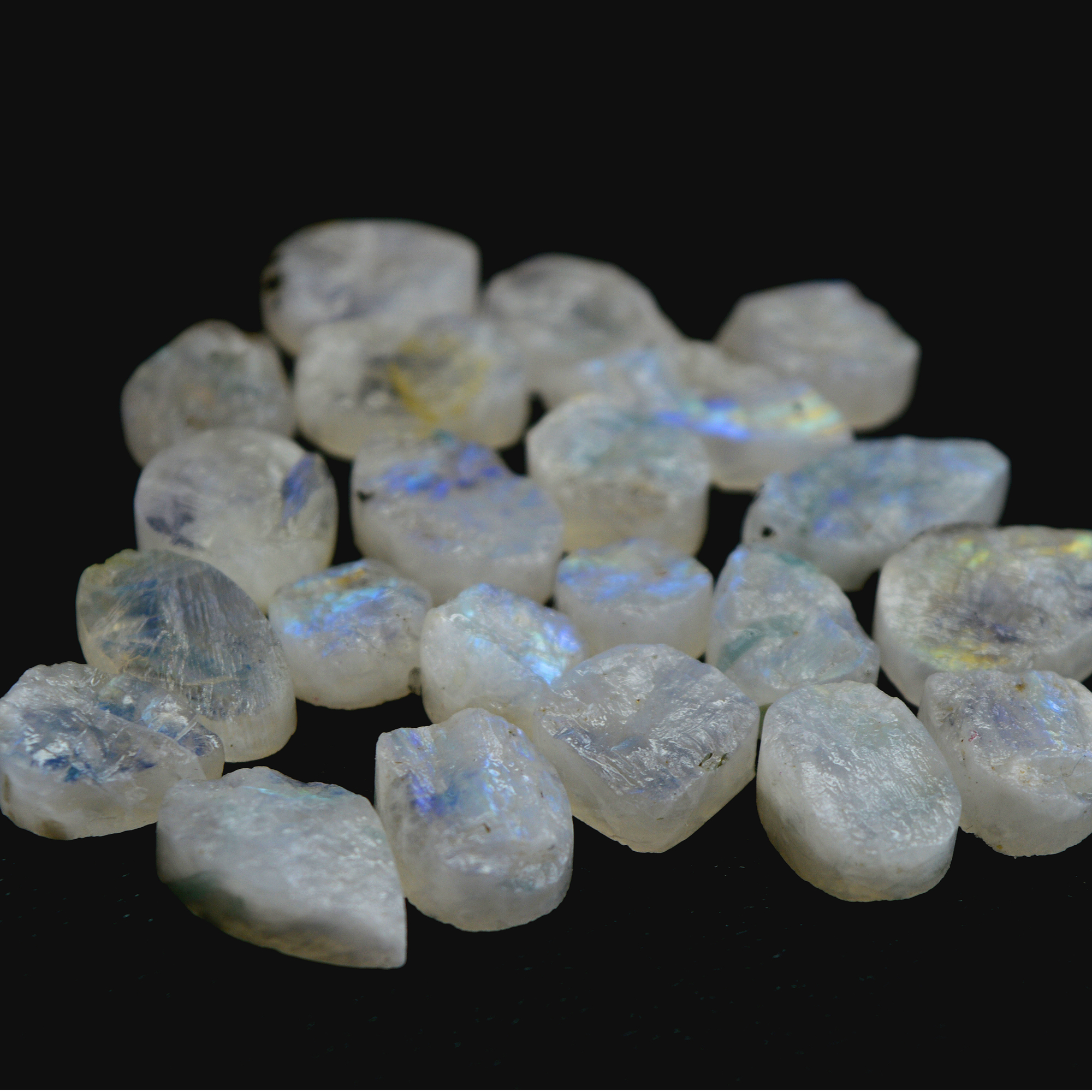 22Pcs 189 Cts Natural Rainbow Moonstone Druzy  Rough Loose Gemstone Lot Size 19x12-10x1013403