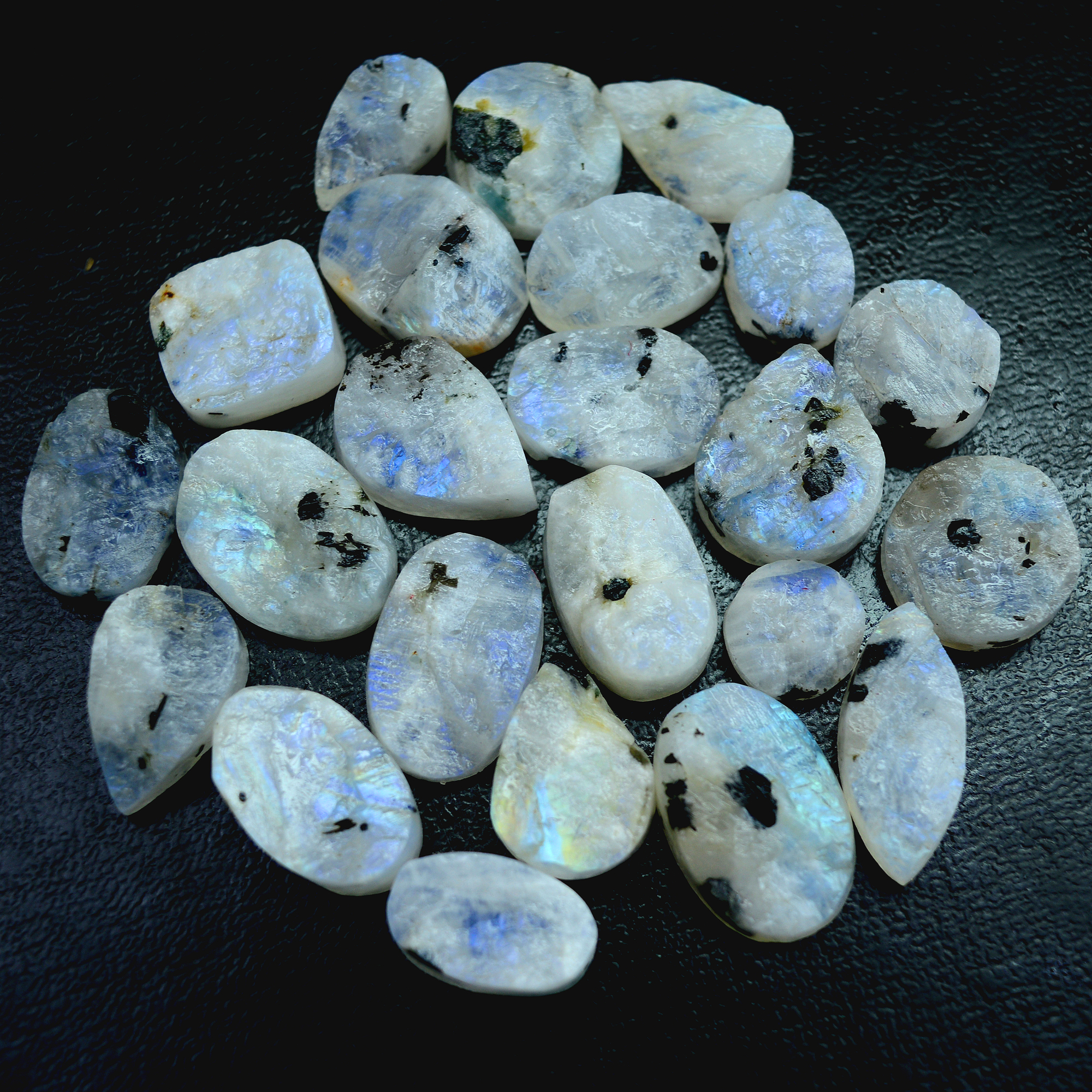 23Pcs 285 Cts Natural Rainbow Moonstone Druzy  Rough Loose Gemstone Lot Size 20x14-10x1013404