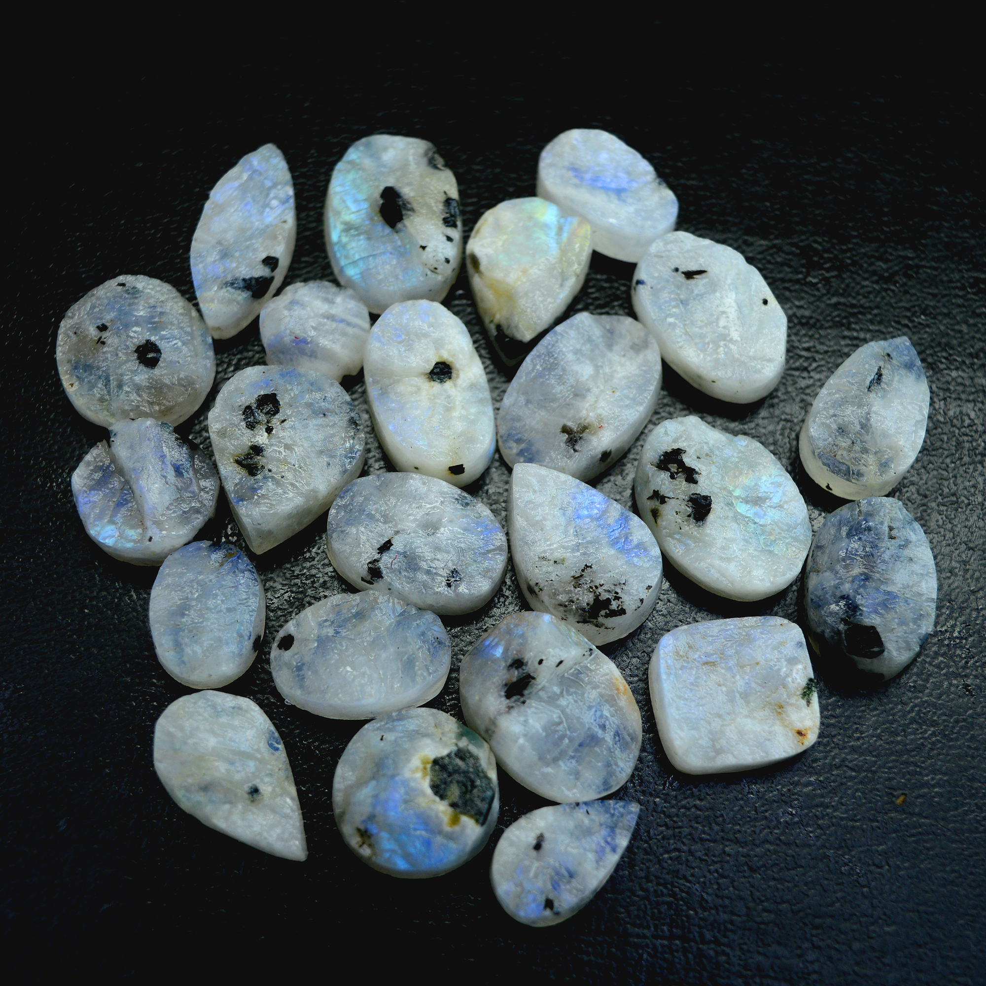 23Pcs 285 Cts Natural Rainbow Moonstone Druzy  Rough Loose Gemstone Lot Size 20x14-10x1013404