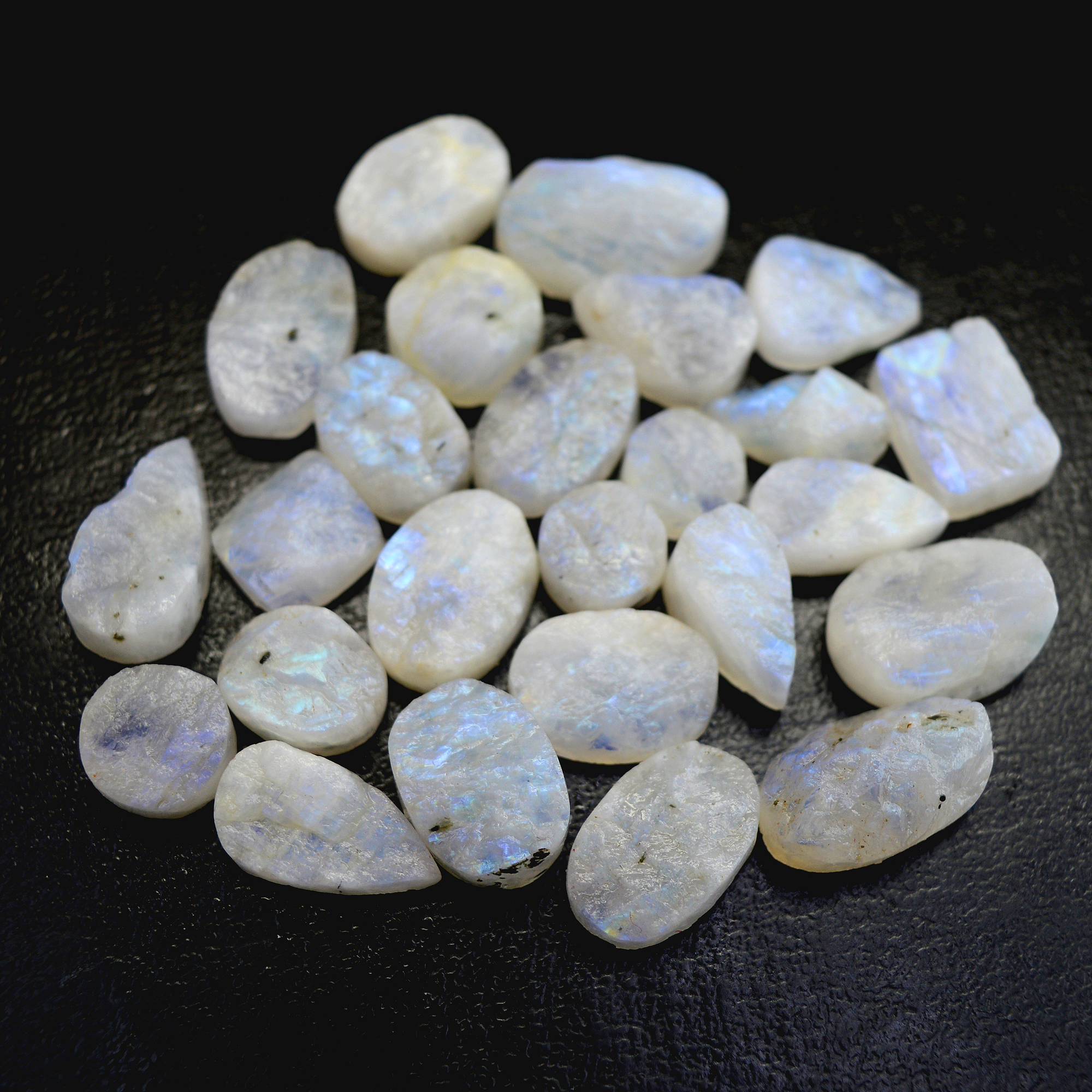 25Pcs  243 Cts Natural Rainbow Moonstone Druzy  Rough Loose Gemstone Lot Size 20x14-10x1013405